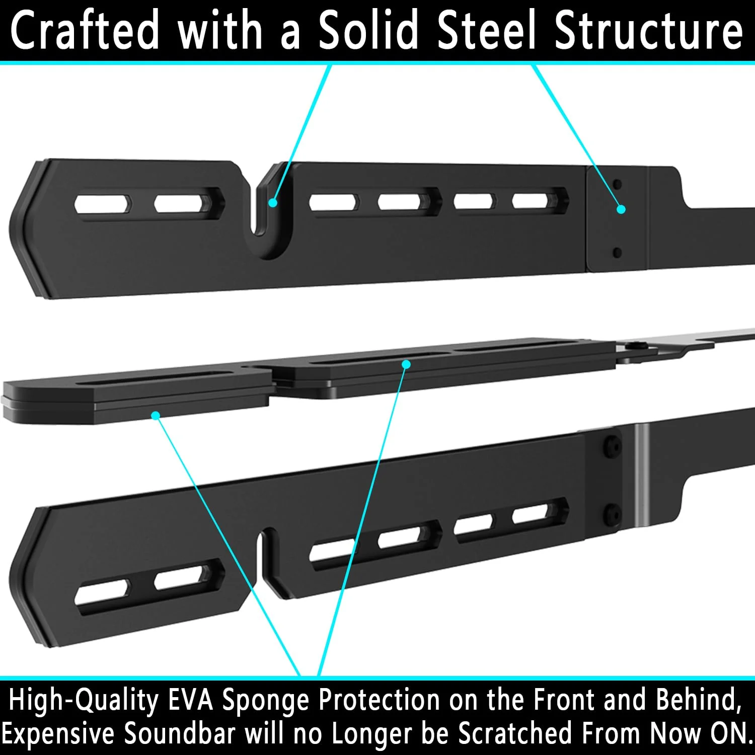 Wall Mount for Sonos Arc Soundbar (Black), Wall Mounts for Sonos Arc Sound Bar Mounts Under Tv, Hanging Mounting Bracket Compatible with for Sonos Arc Wall Mount Dark Black - Image 3