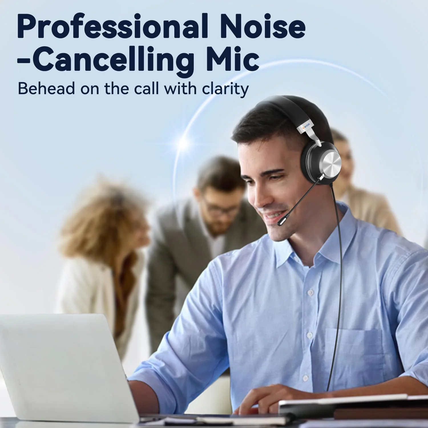 Wantek Headset wtih Mic, USB Headset with Microphone for PC, Computer Headset with Noise Canceling Microphone with Mute for Work Home Office Online Skype Zoom Meetings - Image 2