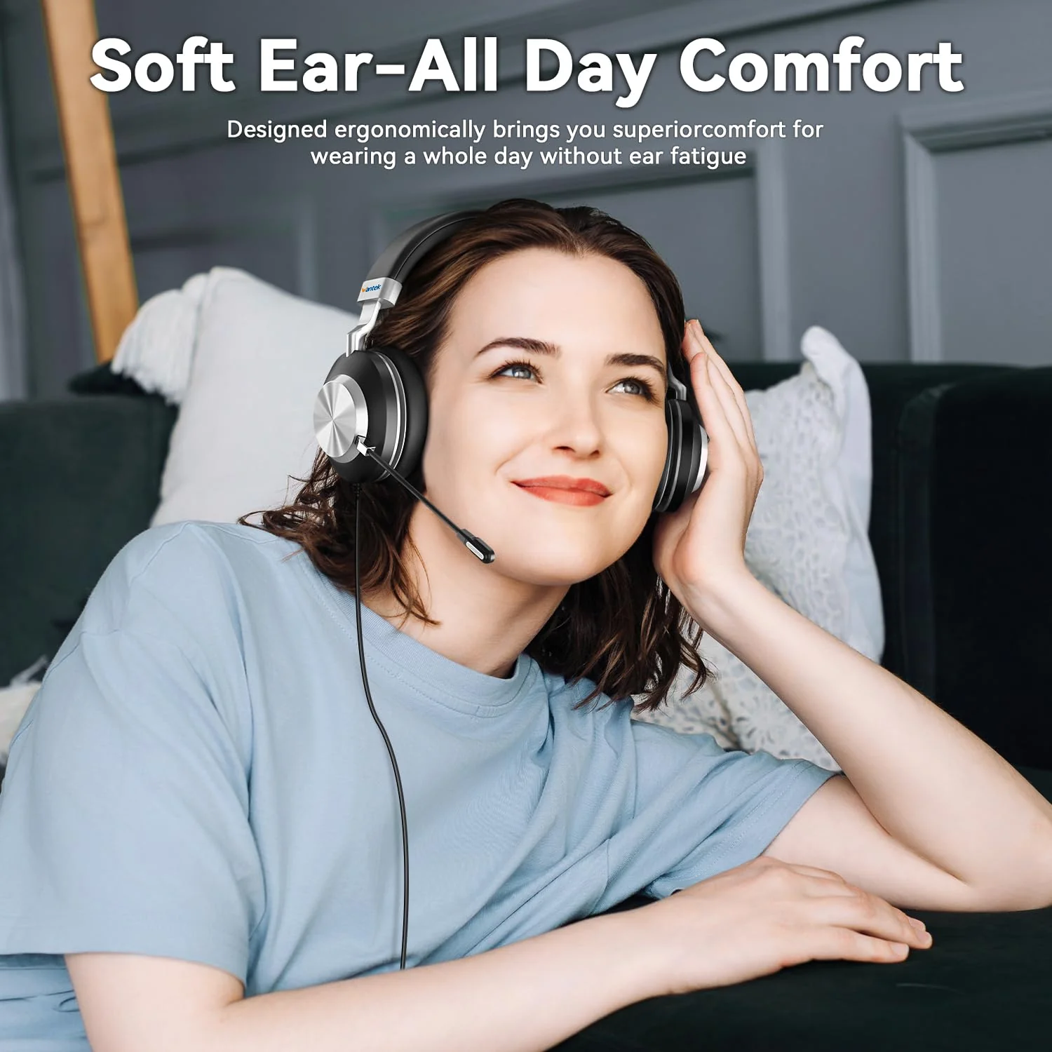 Wantek Headset wtih Mic, USB Headset with Microphone for PC, Computer Headset with Noise Canceling Microphone with Mute for Work Home Office Online Skype Zoom Meetings - Image 6