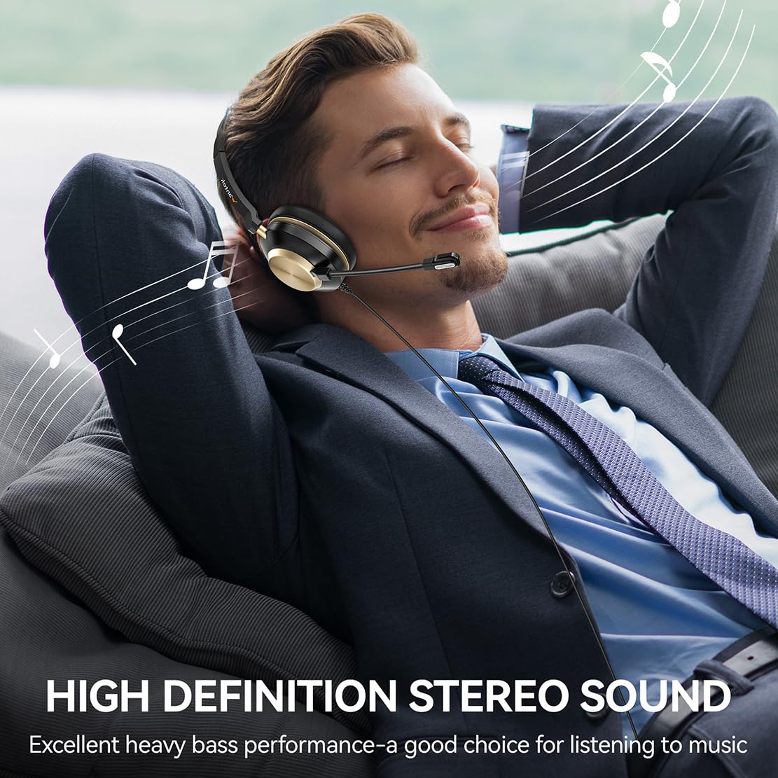 Wantek USB Computer Headset with Clear Chat Microphone, Lightweight On Ear Wired Headset for MS Teams,Skype,Webinars,Call Center and More - Image 5