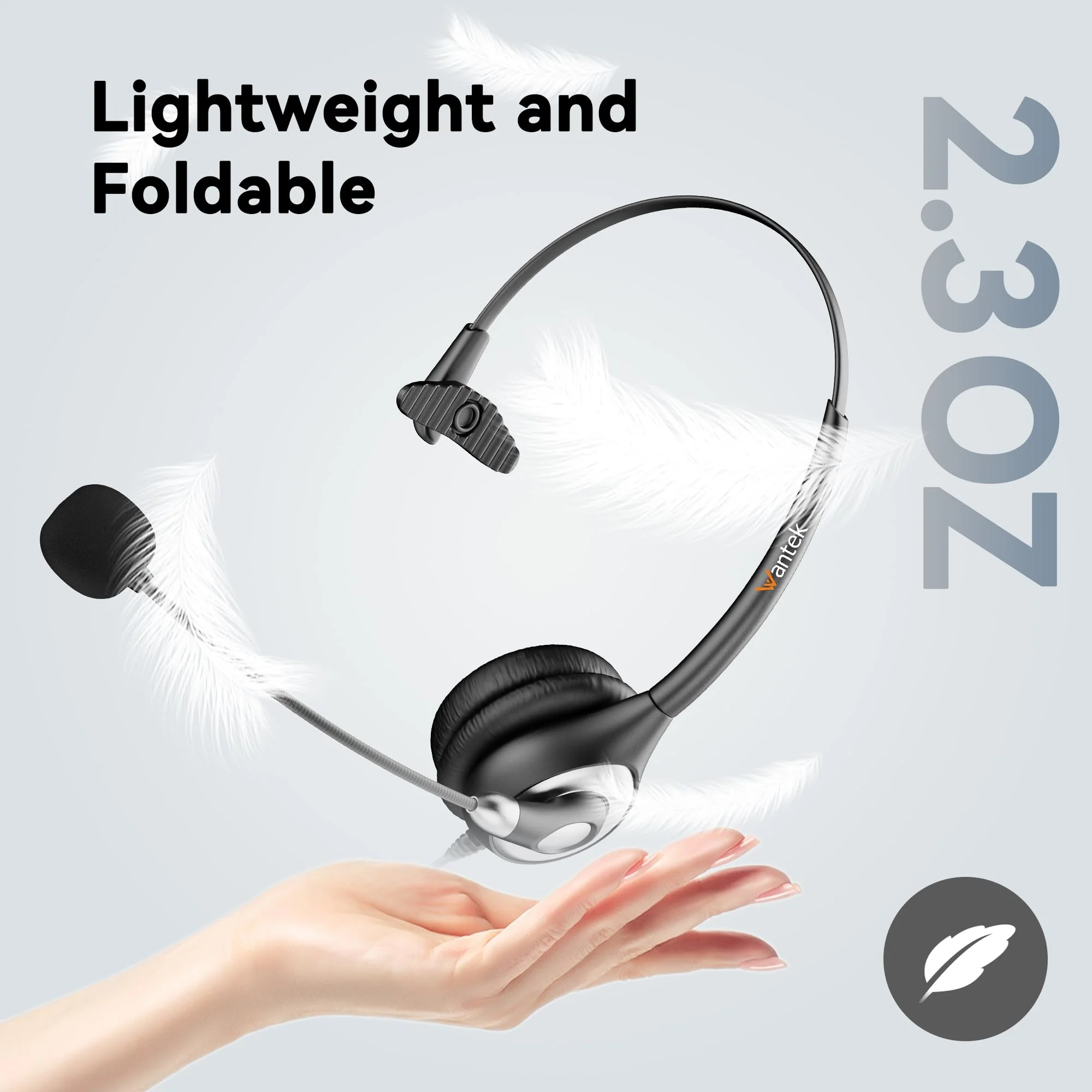 Wantek USB Headset with Microphone for PC, Computer Headset with Noise Canceling Microphone with Mute for Home Office Online Skype Zoom Meetings - Image 4