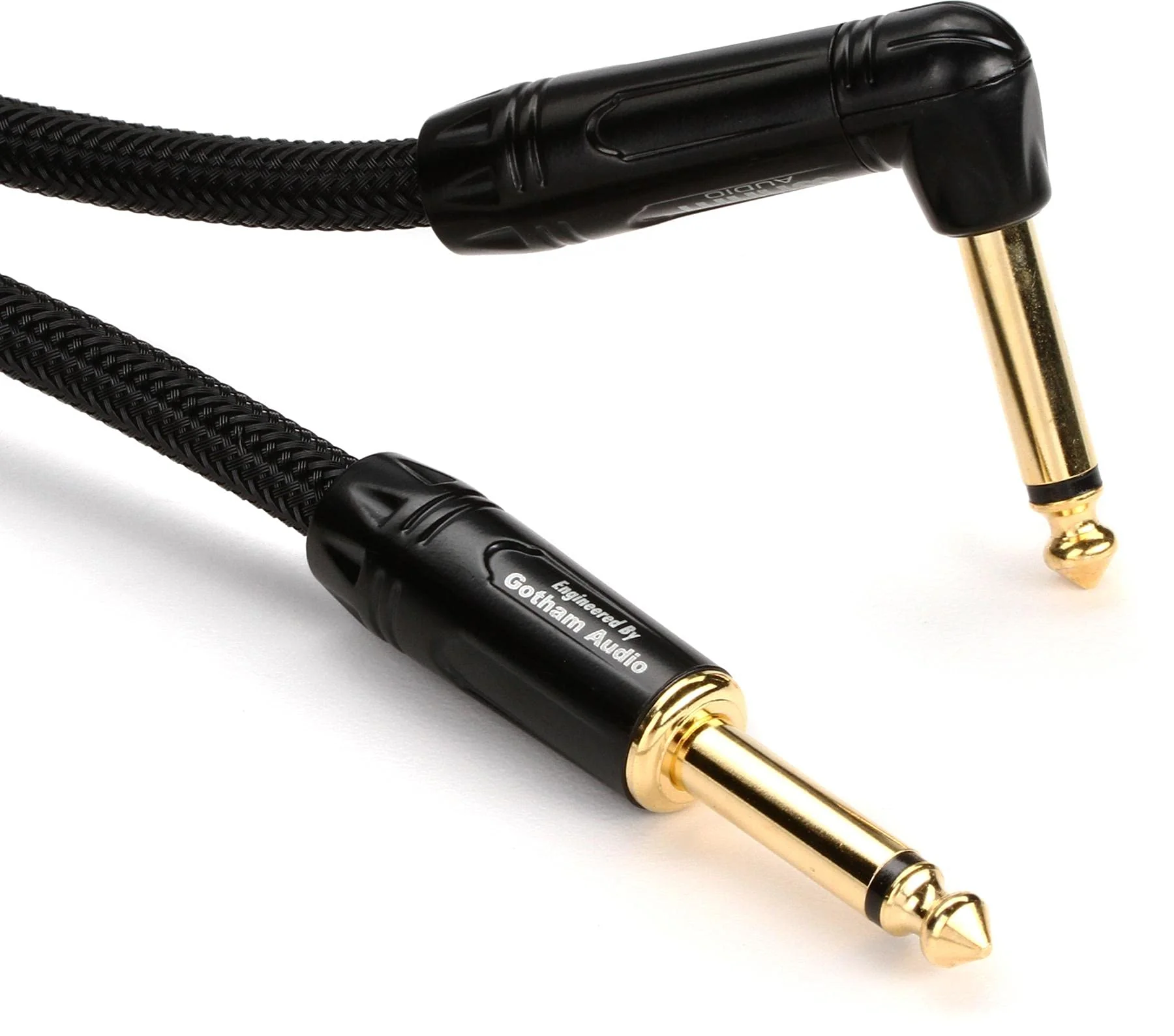 Warm Audio Prem-TS-1RT-18' Premier Series Straight to Right Angle TS Instrument Cable - 18-foot,Black/Gold 18 foot
