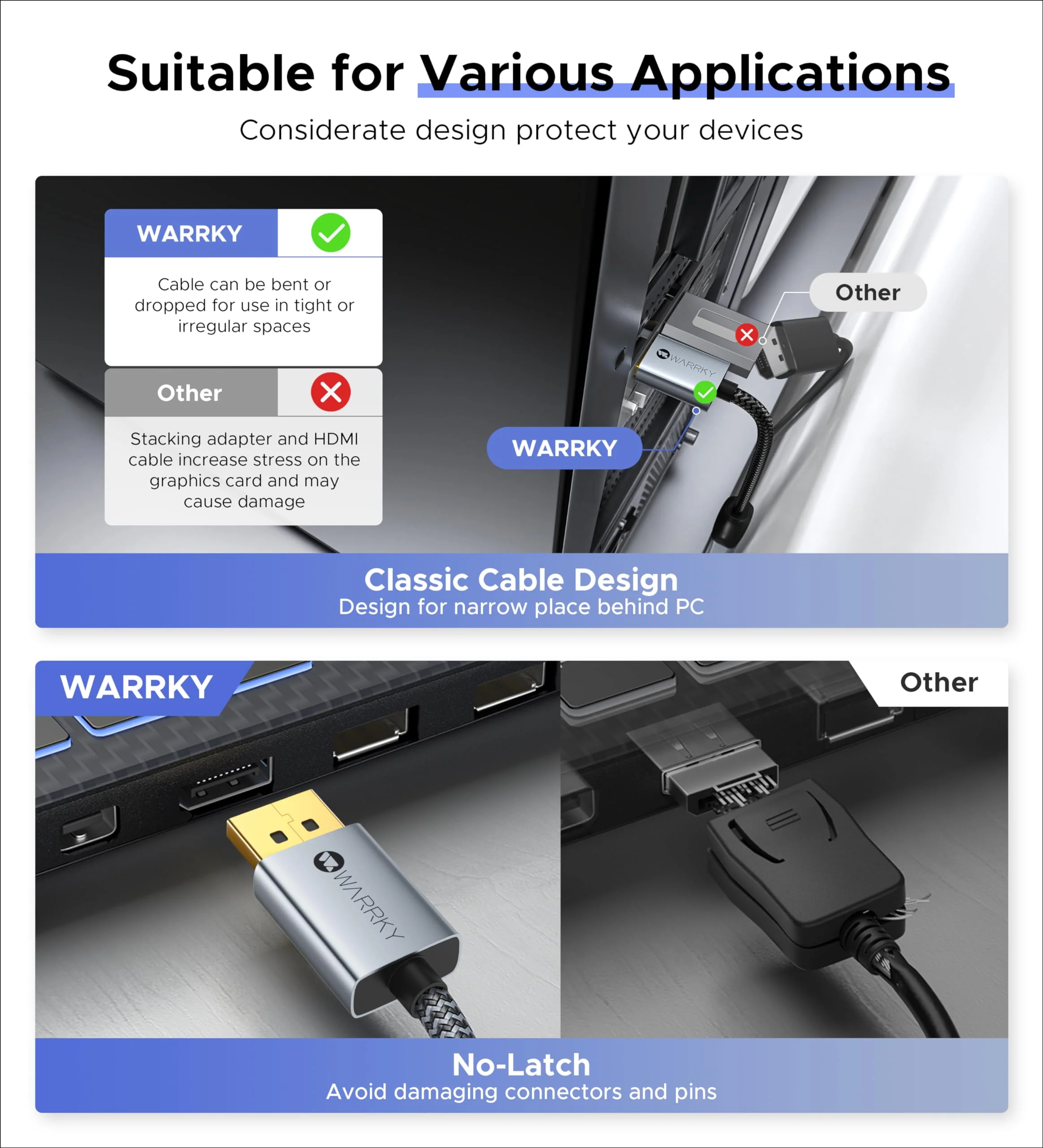 Warrky 4K DisplayPort to HDMI Adapter 5 Pack,[Metal Case, Gold-Plated Pins] Uni-Directional Display Port (DP) to HDMI Monitor Converter 1080P@120Hz Compatible for HP, AMD, NVIDIA. Male to Female. 1 Light Gray - Image 5