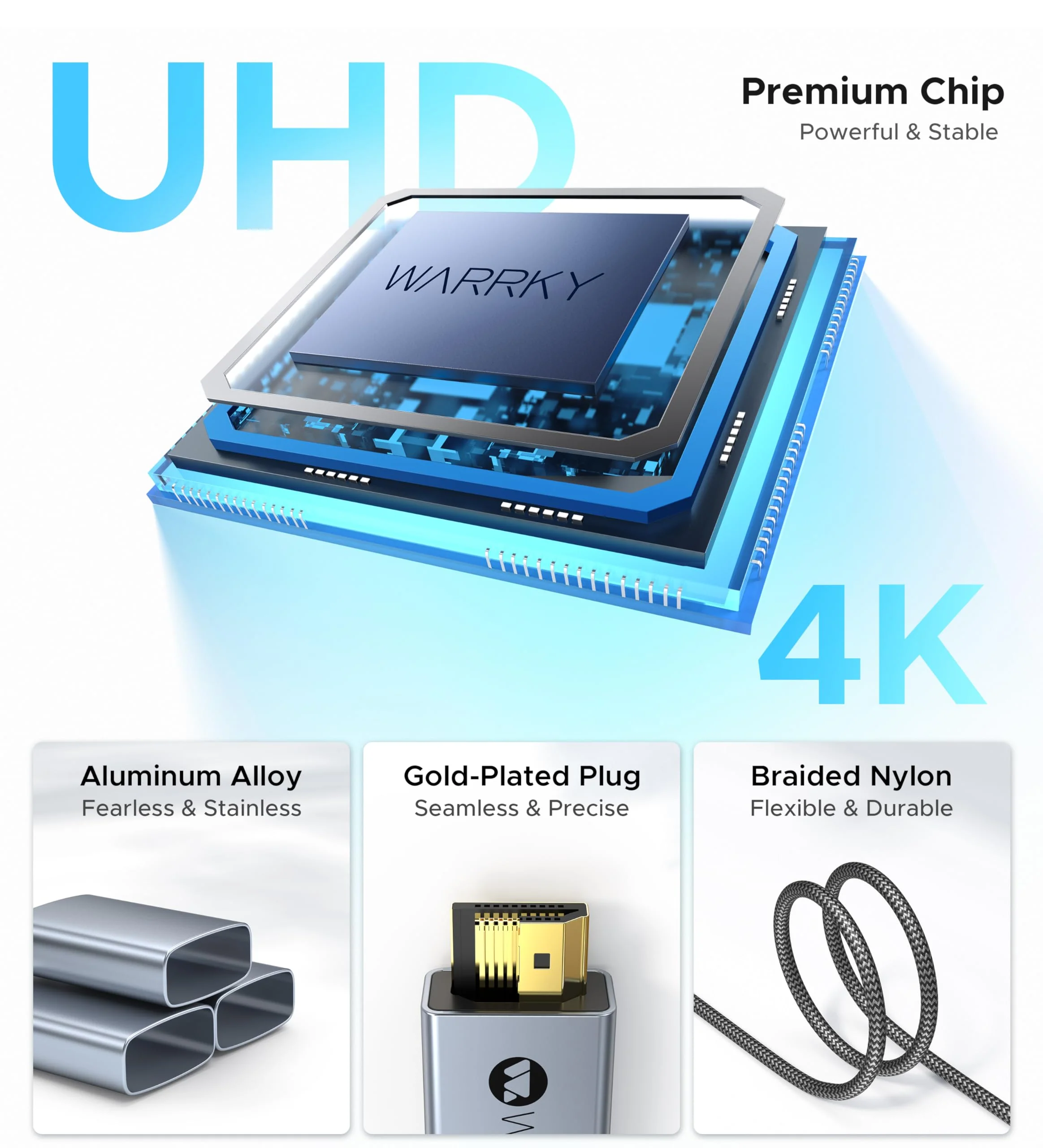 Warrky USB C to HDMI Cable 4K, 3.3ft [Braided, High Speed] Thunderbolt 3 to HDMI Adapter Compatible for New iPad, MacBook Pro/Air, iMac, Galaxy S20 S10 S9 S8, Surface, Dell, HP 1 Pack - Image 5