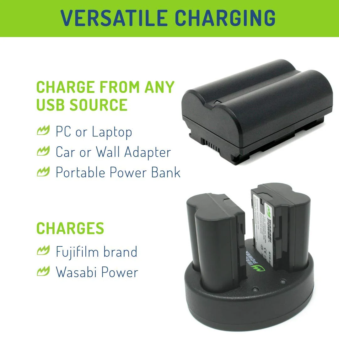 Wasabi Power Battery (2-Pack) & Dual Charger for Fujifilm NP-W235 & Compatible with Fujifilm X-H2S, GFX 50S II, GFX 100S, Fujifilm X-T4, VG-XT4 Vertical Battery Grip - Image 6