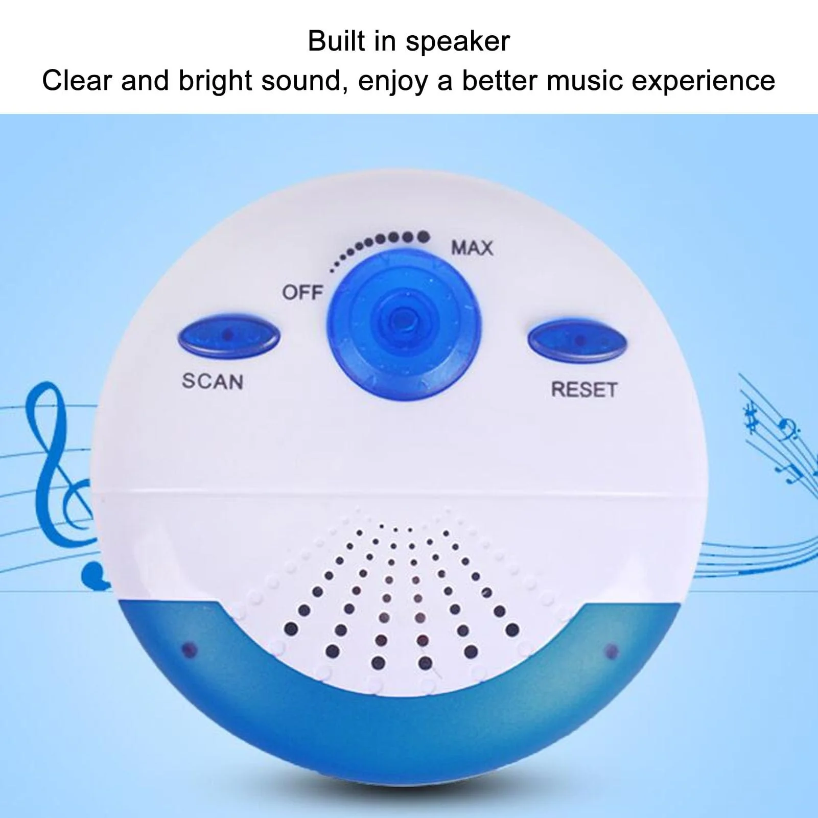 Waterproof Shower Radio, Mini Portable FM Shower Radio, Built in Speaker for Bathroom Kitchen, Kayaking, Boating, Hiking, Shower Speaker FM Radio with HD Sound - Image 4