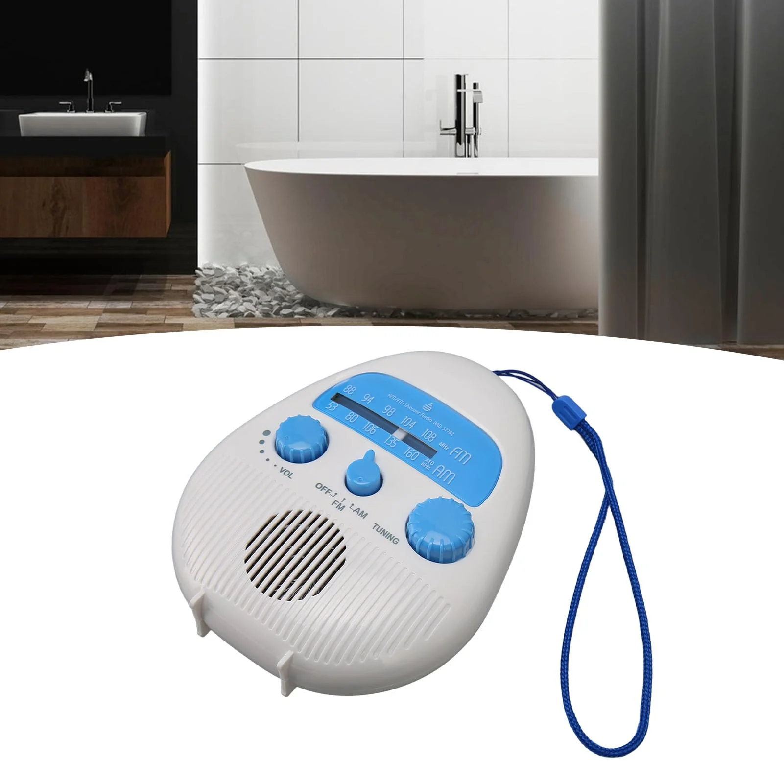 Waterproof Shower Radio, Waterproof AM FM Radio, Portable ABS Bathroom Radio Built in Speaker Battery Operated Shower Radio - Image 6