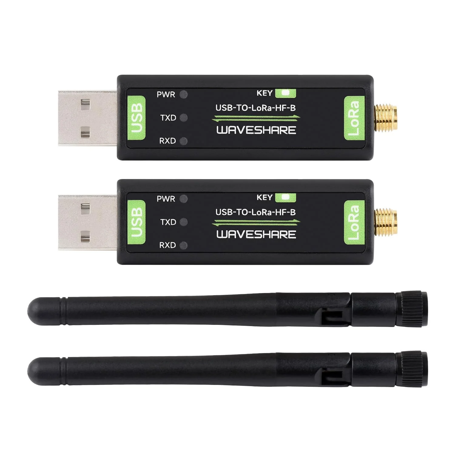 Waveshare 2PCS USB to LoRa Data Transfer Module, Based On SX1262, Suitable for Data Acquisition in Industry and Agriculture-XTAL Crystal oscillator-2PCS Version