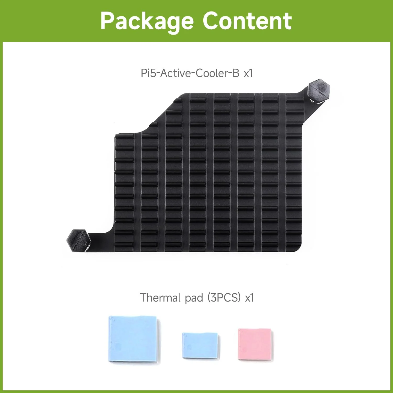 Waveshare Aluminum Heatsink for Raspberry Pi 5, with Thermal Pads and Spring-Loaded Push Pins - Image 2