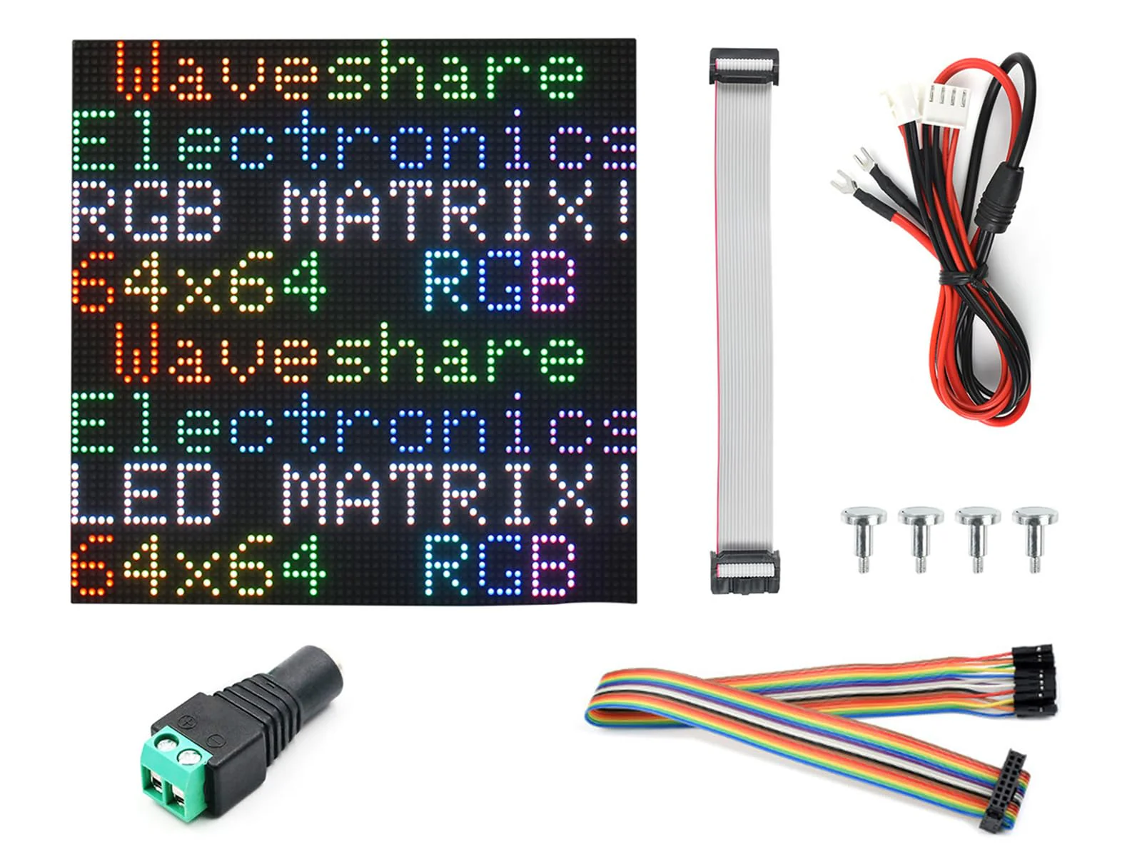 waveshare RGB Full-Color LED Matrix Panel, 2mm Pitch, 64×64 Pixels, Adjustable Brightness, Compatible with Raspberry Pi 5/4B/3B/Zero/Zero W/Zero 2W/Pico/Pico W/Pico WH