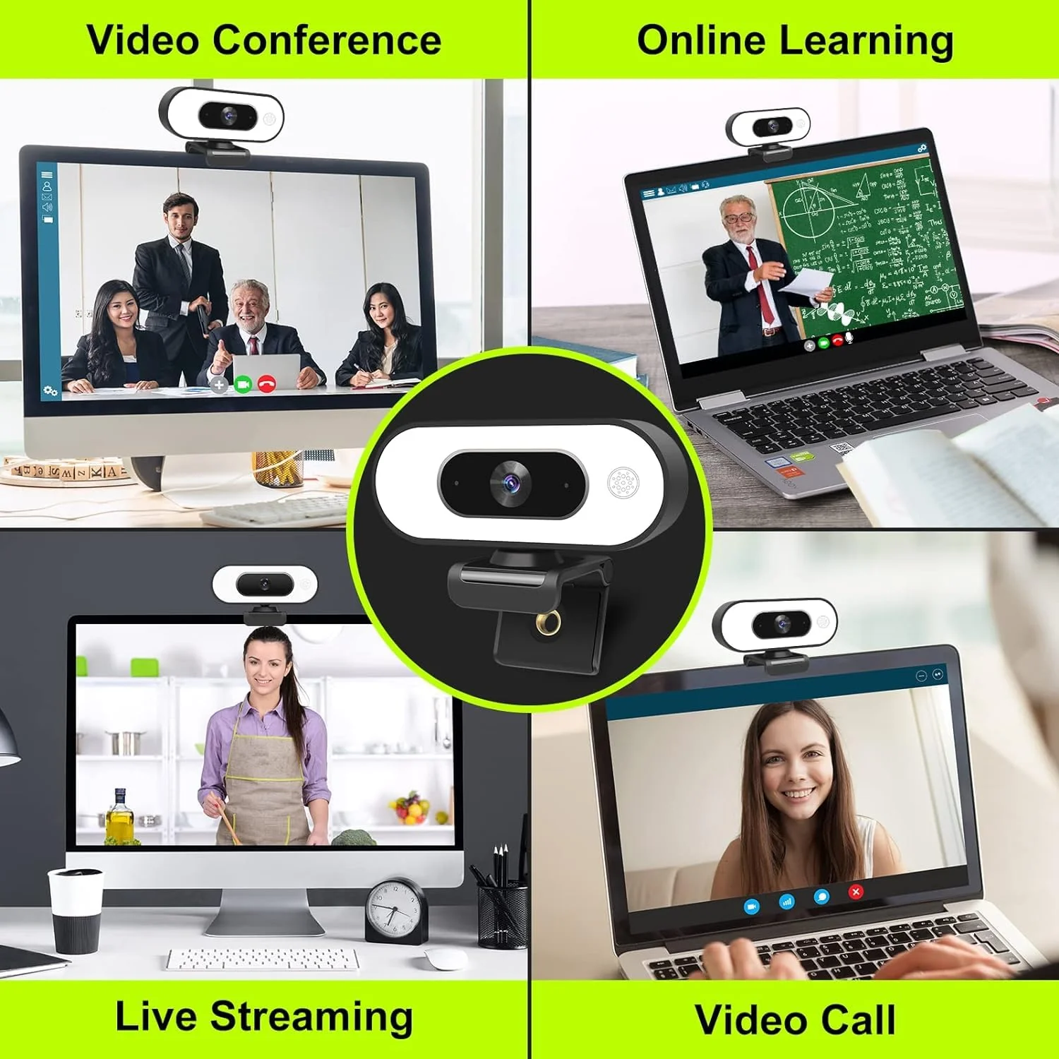 Webcam with Ring Light Microphone - Streaming Web Camera, 1080P Full HD Pro Camera for PC Mac Laptop Desktop, USB Computer Webcam with Privacy Cover and Tripod for Zoom Meeting Skype Teams Twitch Webcam with Light & Cover & Tripod - Image 7