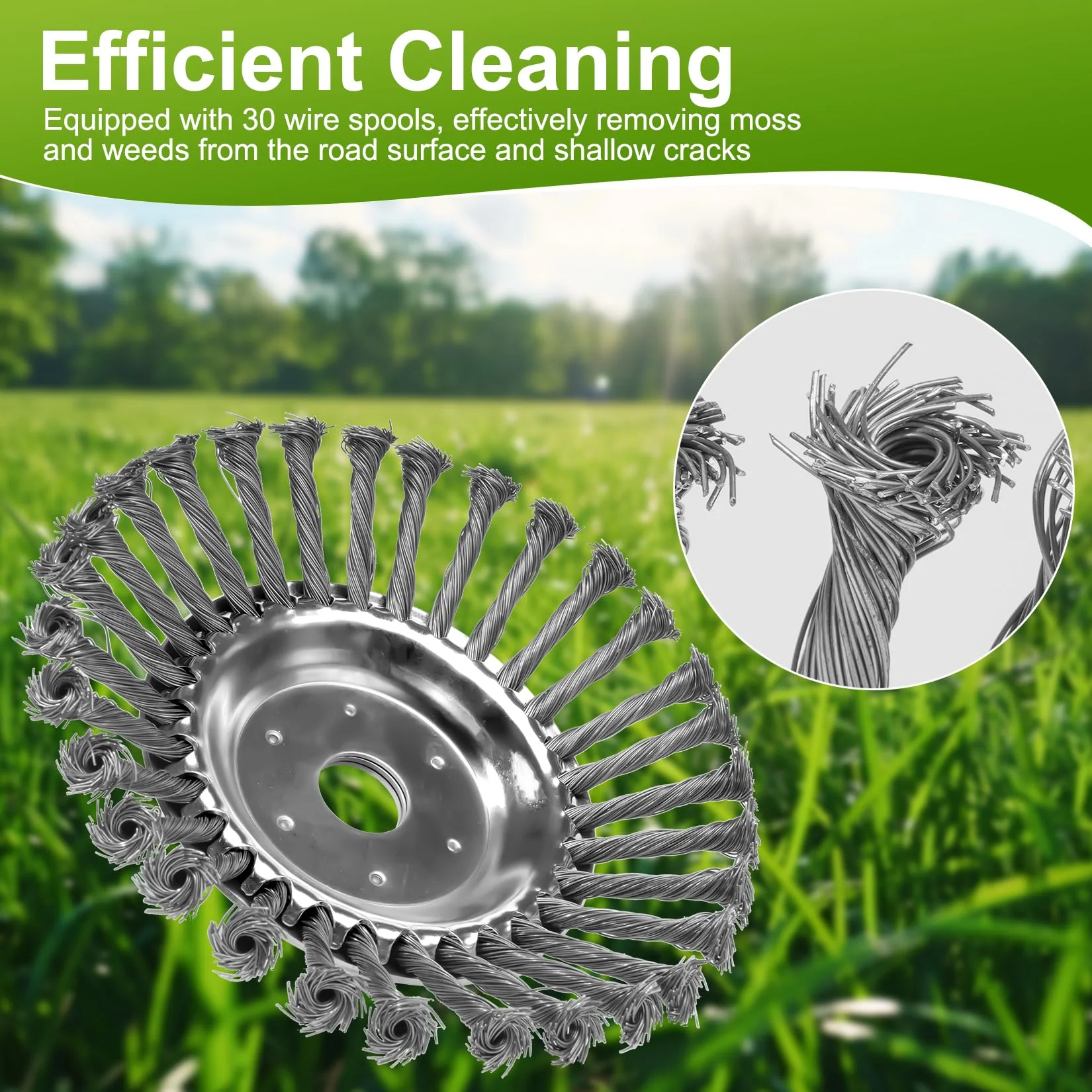 Weed Brush Cutter, Wild Herb Brush for Brush Cutter, 8 Inch Professional Weed Brush for Grass Trimmer, 25 mm Bore Steel Brush for Lawn Mower Brush, Removal of Weeds and Moss (8 Inches) 8 inches - Image 4