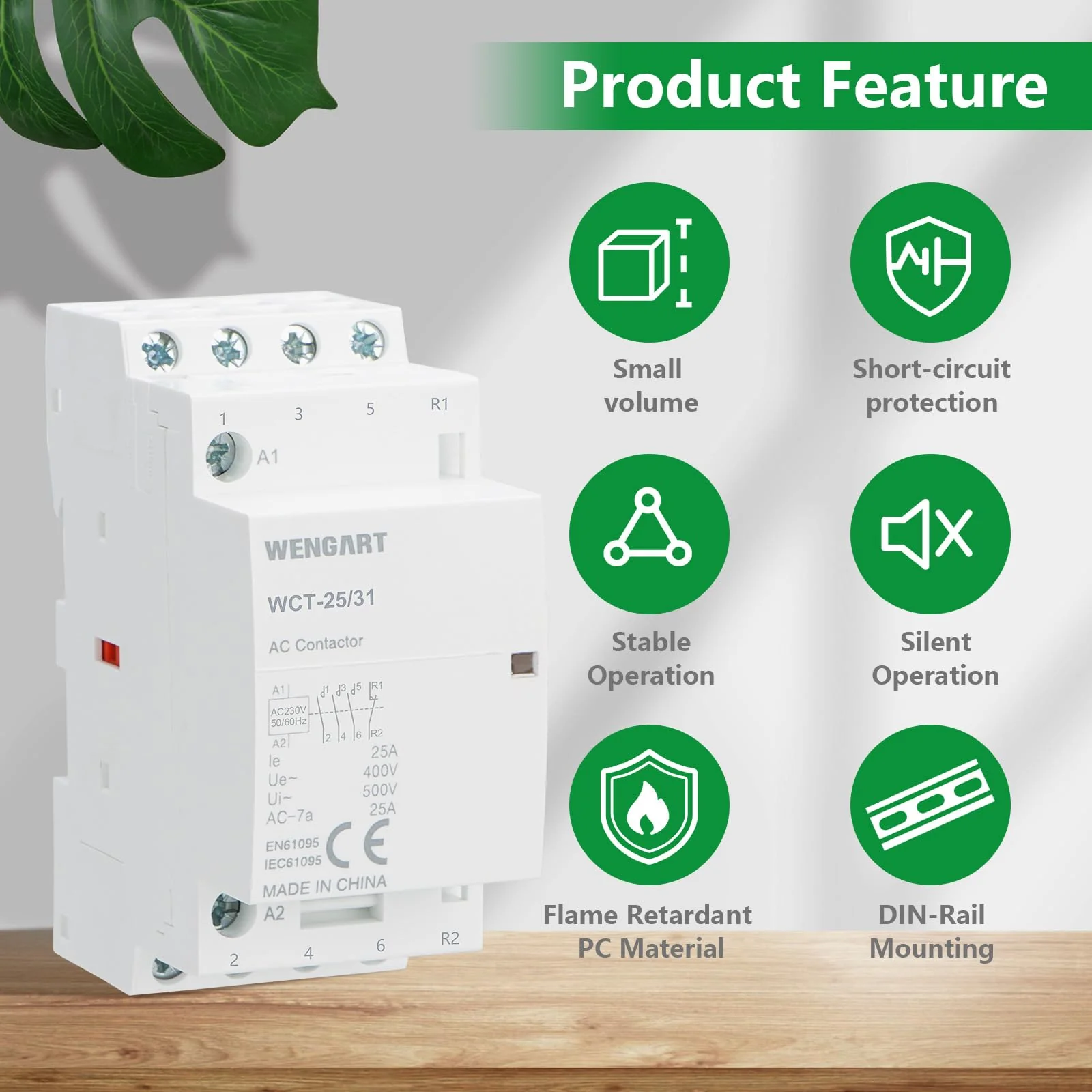 Wengart Household Contactor WCT-25, 3NO1NC, AC230V 25A, Precise Control, High Efficiency and Energy Saving Improve the Efficiency of the Electrical System - Image 4
