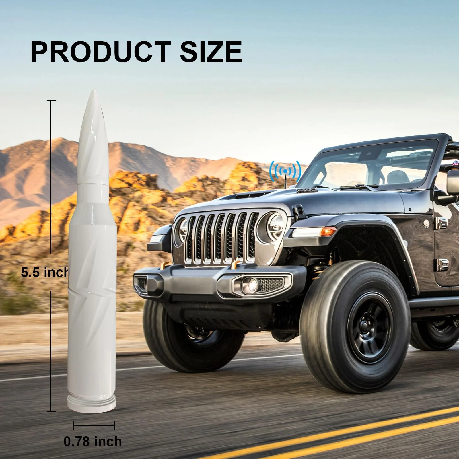 White Car Truck Bullet Antenna 50 Cal Bullet Antenna Truck Accessories Universal Replacement for GMC Sierra 1500 Chevy Dodge Ram Silverado 1500 2500 3500 Ford F150 F250 F350 Spiral (White, 5.5inch) White - Image 2