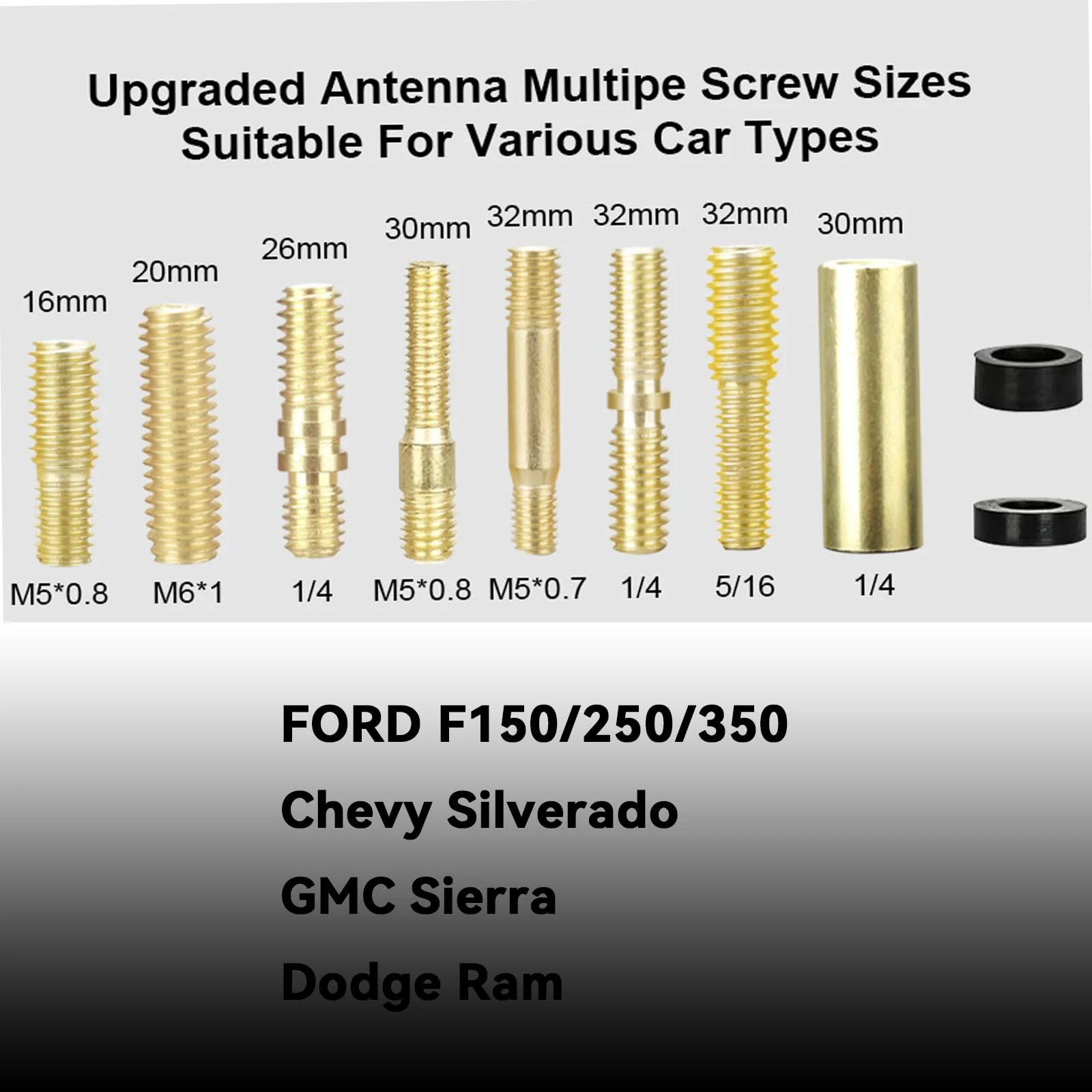 White Car Truck Bullet Antenna 50 Cal Bullet Antenna Truck Accessories Universal Replacement for GMC Sierra 1500 Chevy Dodge Ram Silverado 1500 2500 3500 Ford F150 F250 F350 Spiral (White, 5.5inch) White - Image 3