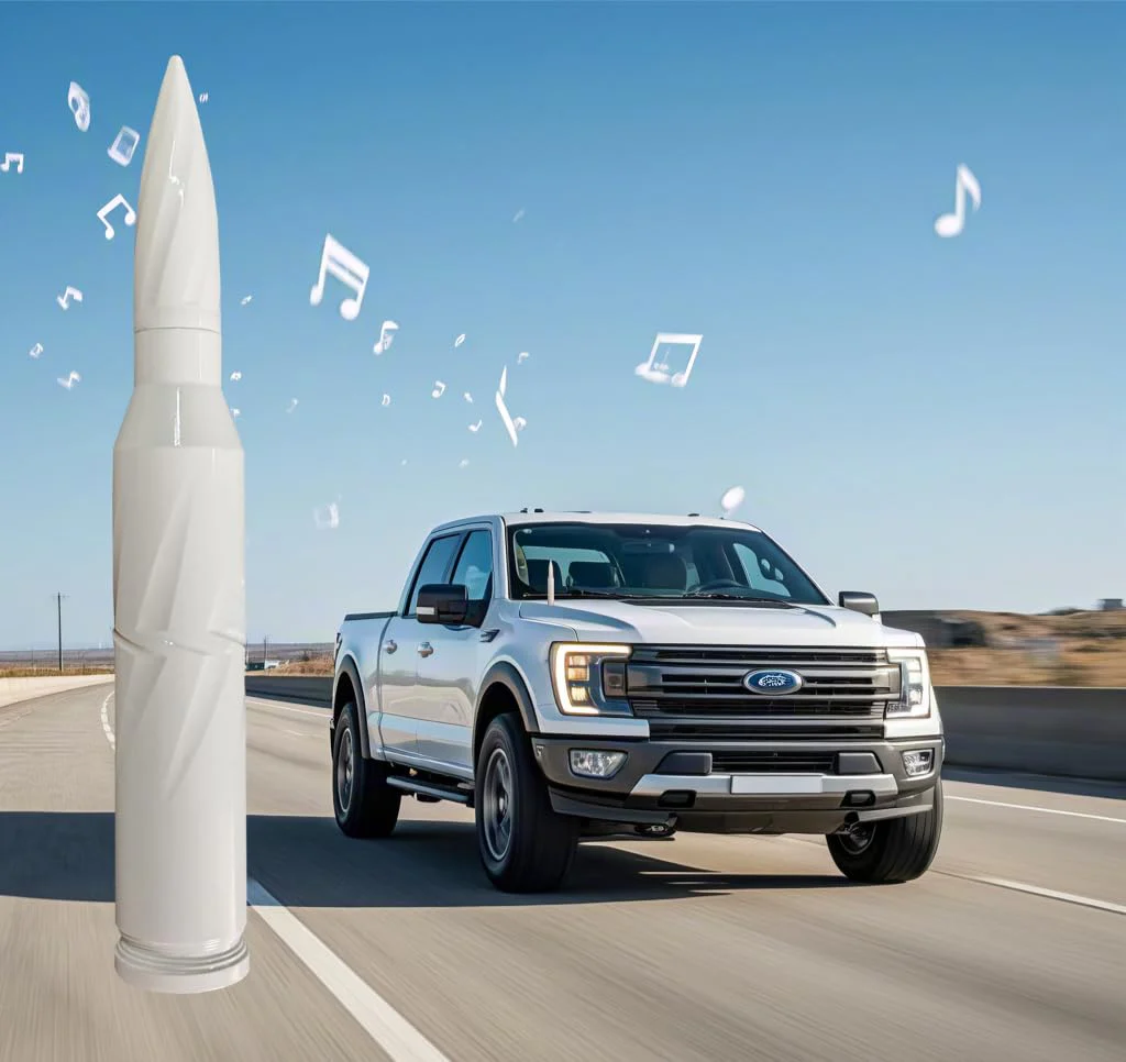White Car Truck Bullet Antenna 50 Cal Bullet Antenna Truck Accessories Universal Replacement for GMC Sierra 1500 Chevy Dodge Ram Silverado 1500 2500 3500 Ford F150 F250 F350 Spiral (White, 5.5inch) White - Image 5
