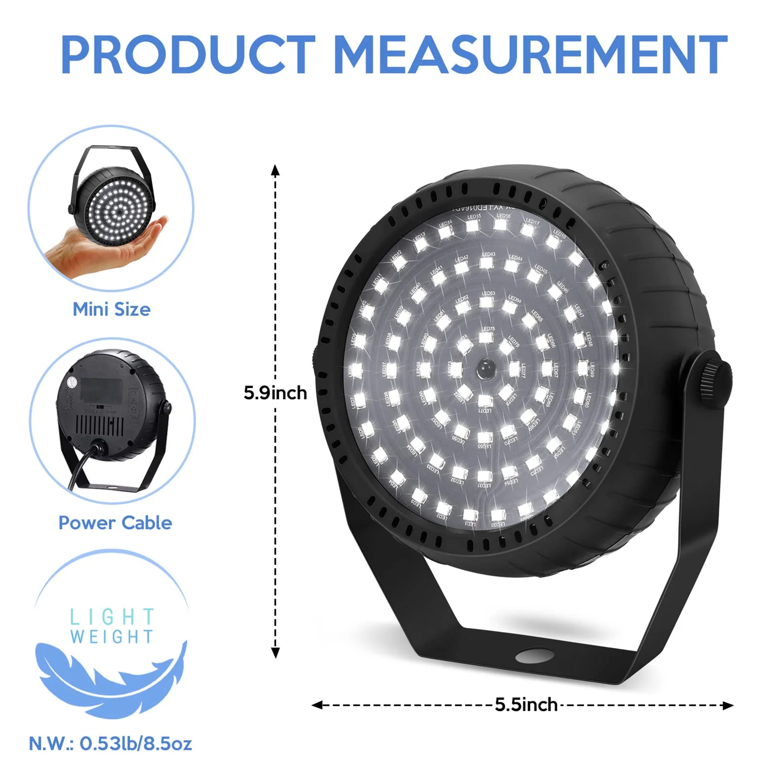 White Strobe Lights Halloween Super Bright 78 LEDs Strobe Light for Parties Sound Activated Mini DJ Strobe Light with Remote Control, Best for Room Stage Party Dance Wedding - Image 3