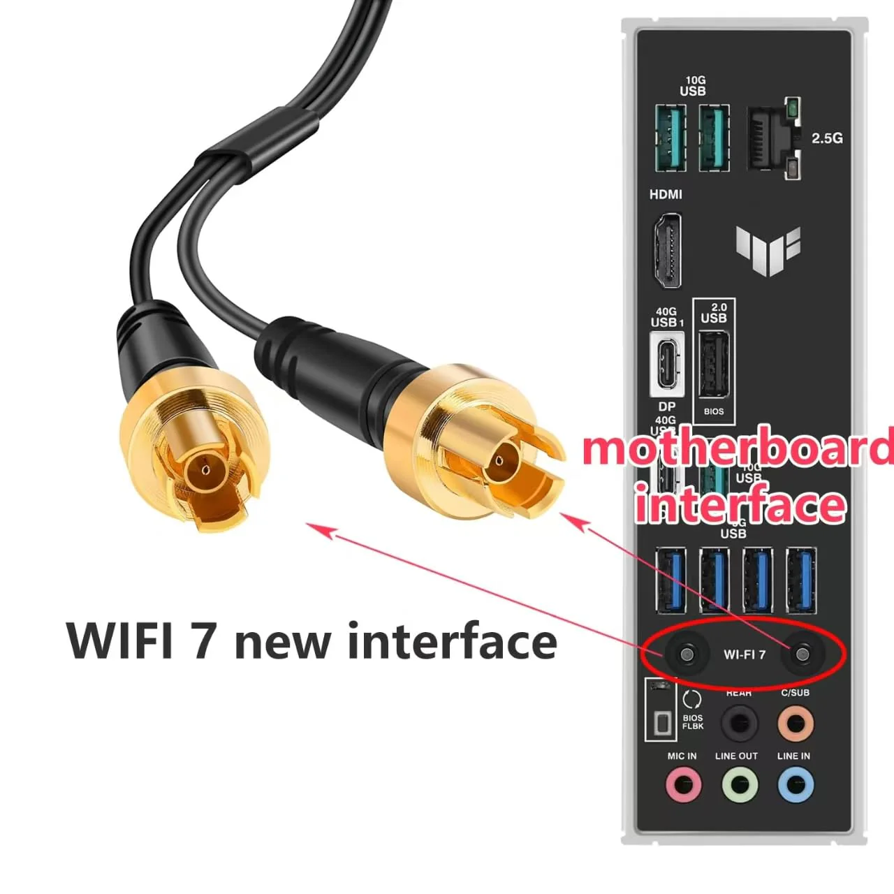 WiFi 7 Gaming Motherboard Magnetic Base Replacement Antenna with New Interface (NOT RP-SMA) for ASUS ROG Strix ASUS TUF/ROG Crosshair/Prime/ProArt Series WiFi 7 Gaming Motherboard, Slinkdsco Wifi 7 Antenna - Image 2