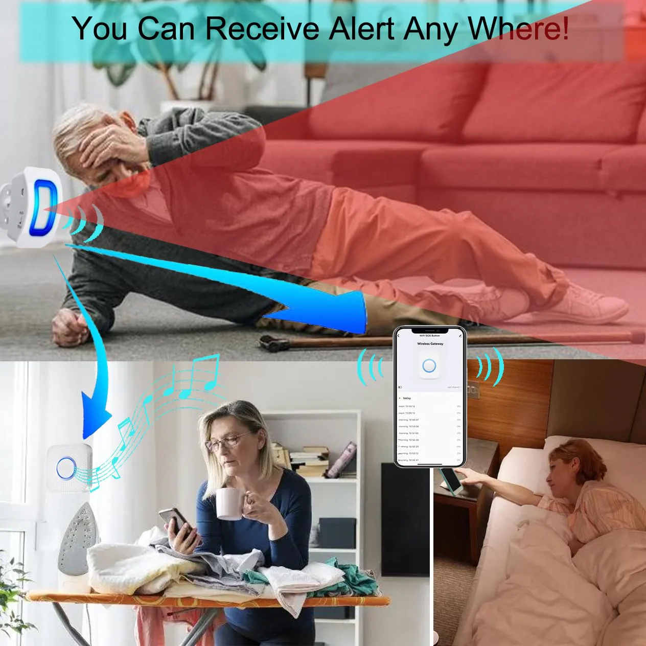 WiFi Bed Sensor Alarm and Fall Prevention for Elderly/Dementia and More,Caregiver Pager Motion Sensor Alarm with Phone APP, Bed Alarm for Elderly Adults Wireless WiFi - Image 3