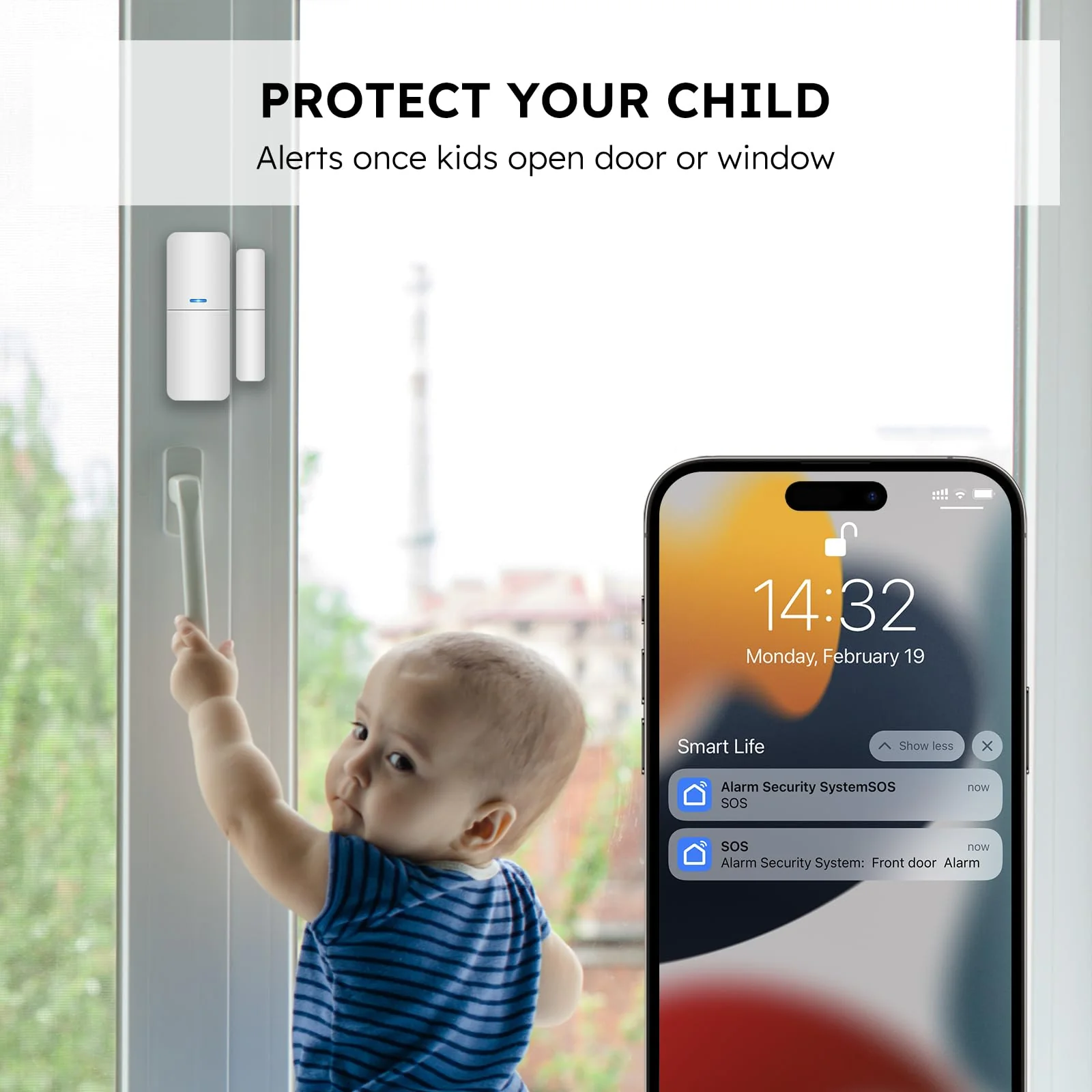 WiFi Door Alarm System, Wireless DIY Smart Home Security System, with Phone APP Alert, 8 Pieces-Kit (Alarm Siren, Door Window Sensor, Remote), Compatible with Alexa, for House, Apartment by tolviviov White 8 - Image 4