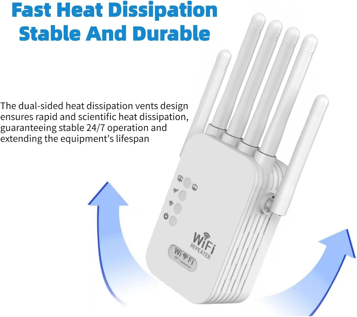 WiFi Extender Signal Booster for Home - 2026 Upgraded (6 Directional Antennas) New Generation Internet Extender Wifi Booster Signal Range Amplifier, WiFi Repeater with Ethernet Port, for 99% of Device White (H) - Image 2