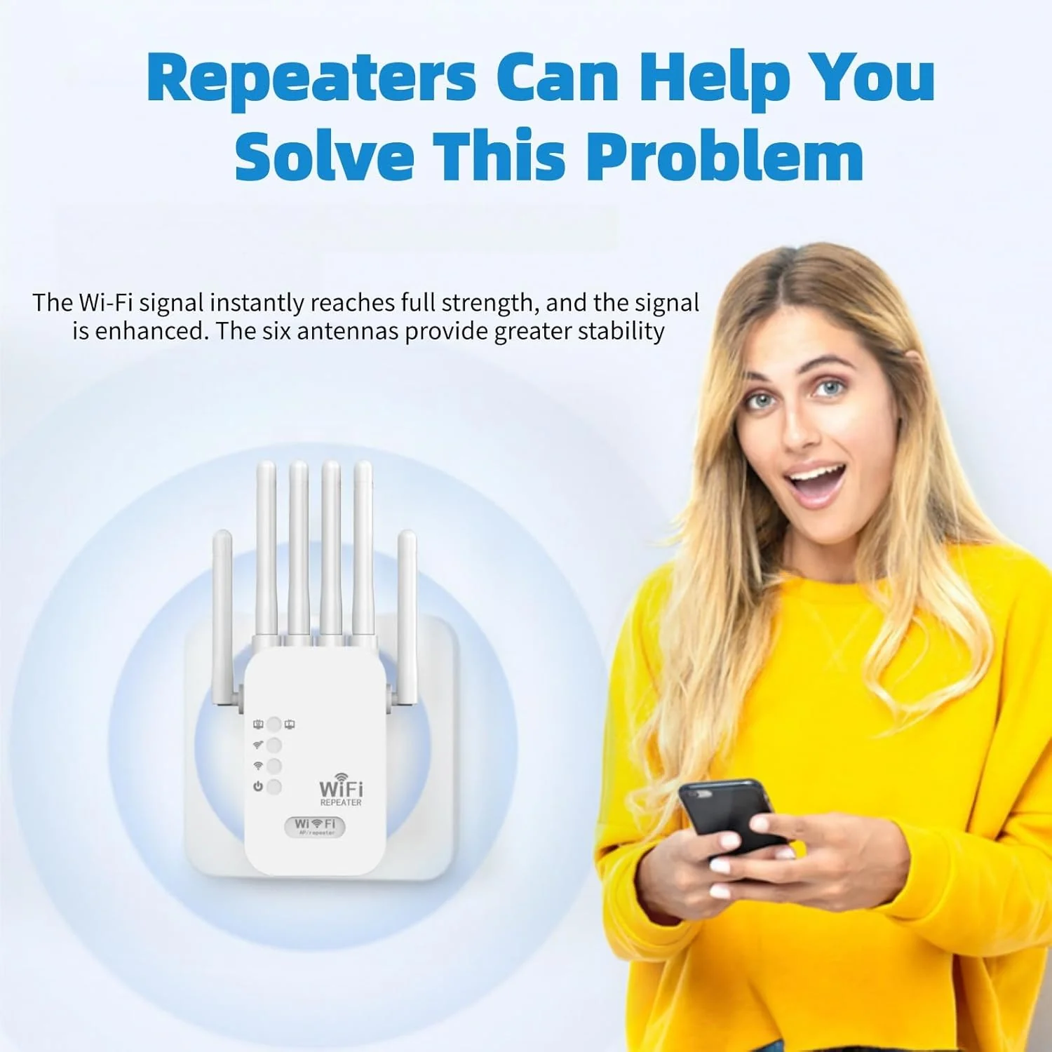 WiFi Extender Signal Booster for Home - 2026 Upgraded (6 Directional Antennas) New Generation Internet Extender Wifi Booster Signal Range Amplifier, WiFi Repeater with Ethernet Port, for 99% of Device White (H) - Image 5