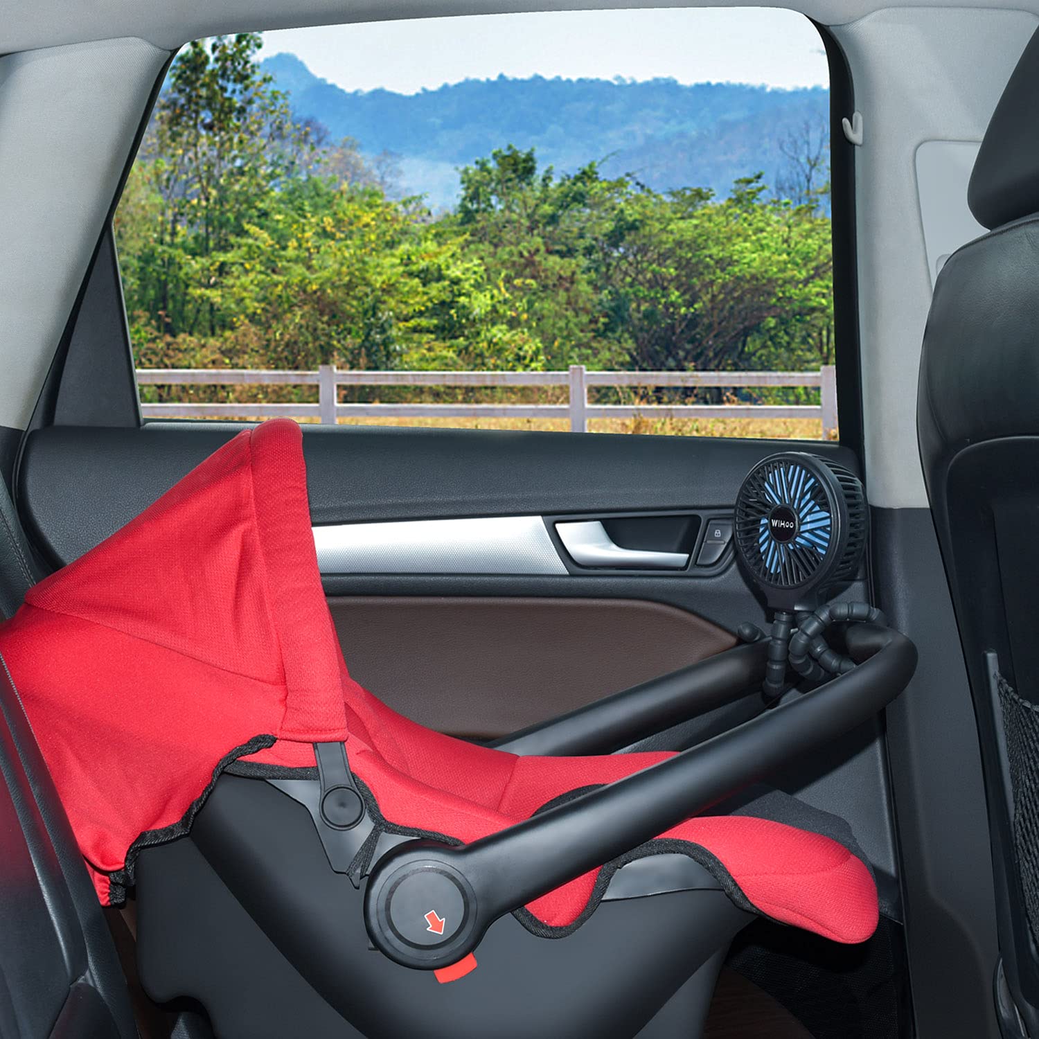 WiHoo Mini Handheld Stroller Fan,5200mAh Personal Portable Fan Car Seat Baby Fan with Flexible Tripod Fix on Stroller,USB or Battery Operated Desk Fan Adjustable 3 Speeds for Camping Stroller Fan Black - Image 6