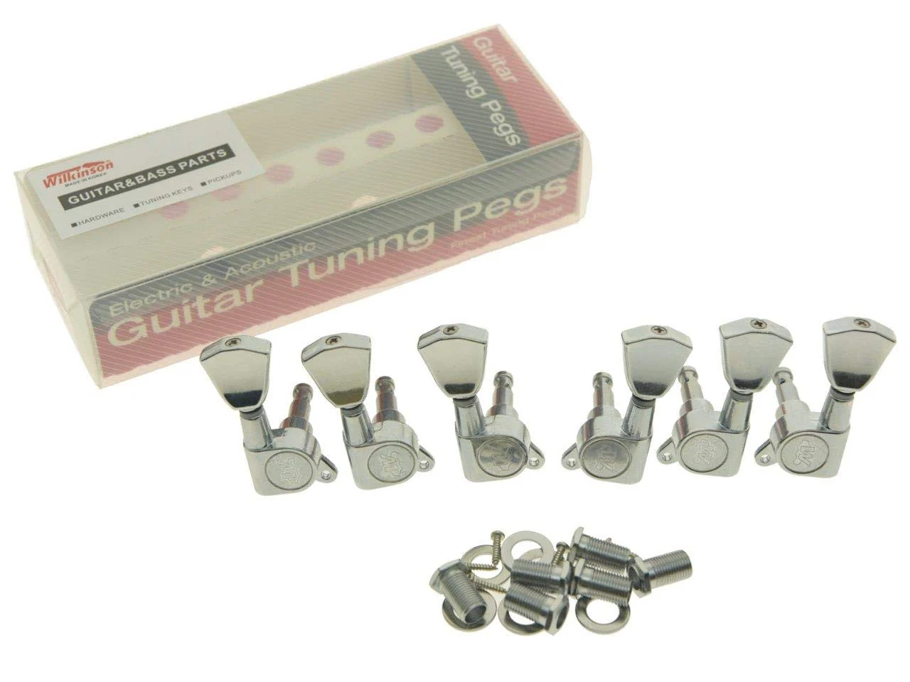 Wilkinson 3x3 Chrome E-Z Post Guitar Tuners E-Z Post Guitar Tuning Keys Pegs Machine Heads with Tulip Buttons - Image 2