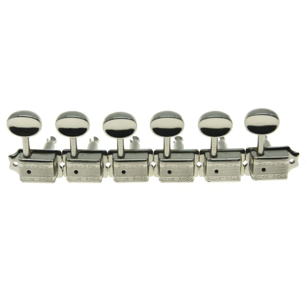 Wilkinson Deluxe 6 Inline Vintage Guitar Tuners with Split Post Guitar Tuning Keys Peg Machine Heads for Strat/Tele Guitars Nickel - Image 2
