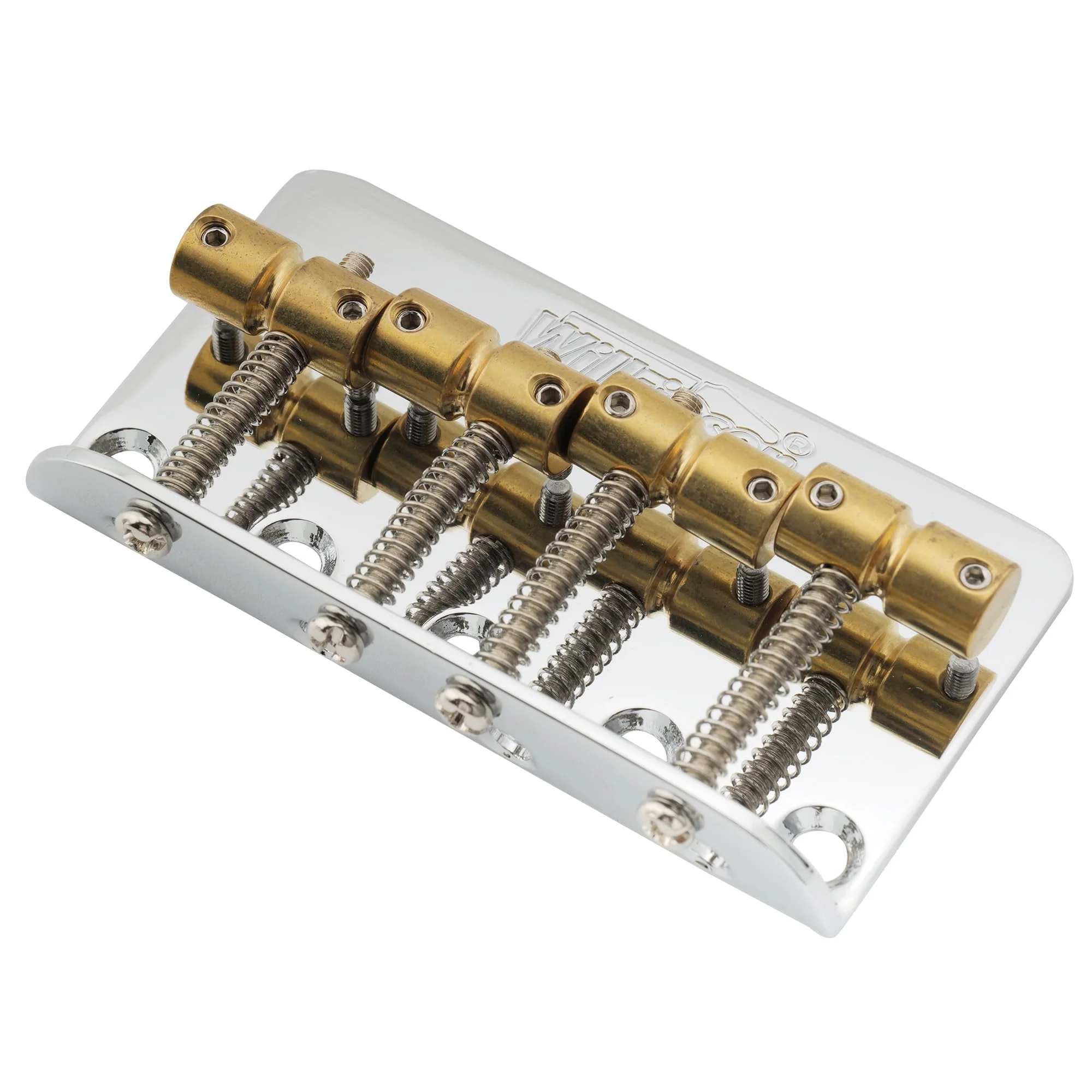 Wilkinson WBBC Vintage 4 String Bass Bridge Brass Saddles for Fender Jazz Precision Bass, Chrome - Image 5