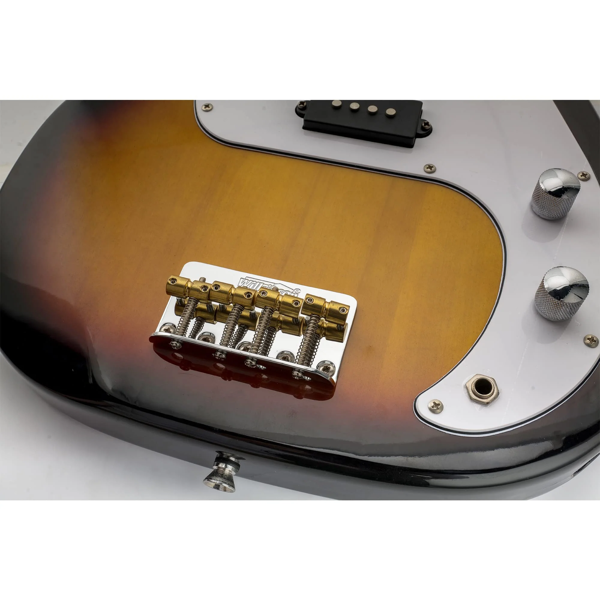 Wilkinson WBBC Vintage 4 String Bass Bridge Brass Saddles for Fender Jazz Precision Bass, Chrome - Image 6