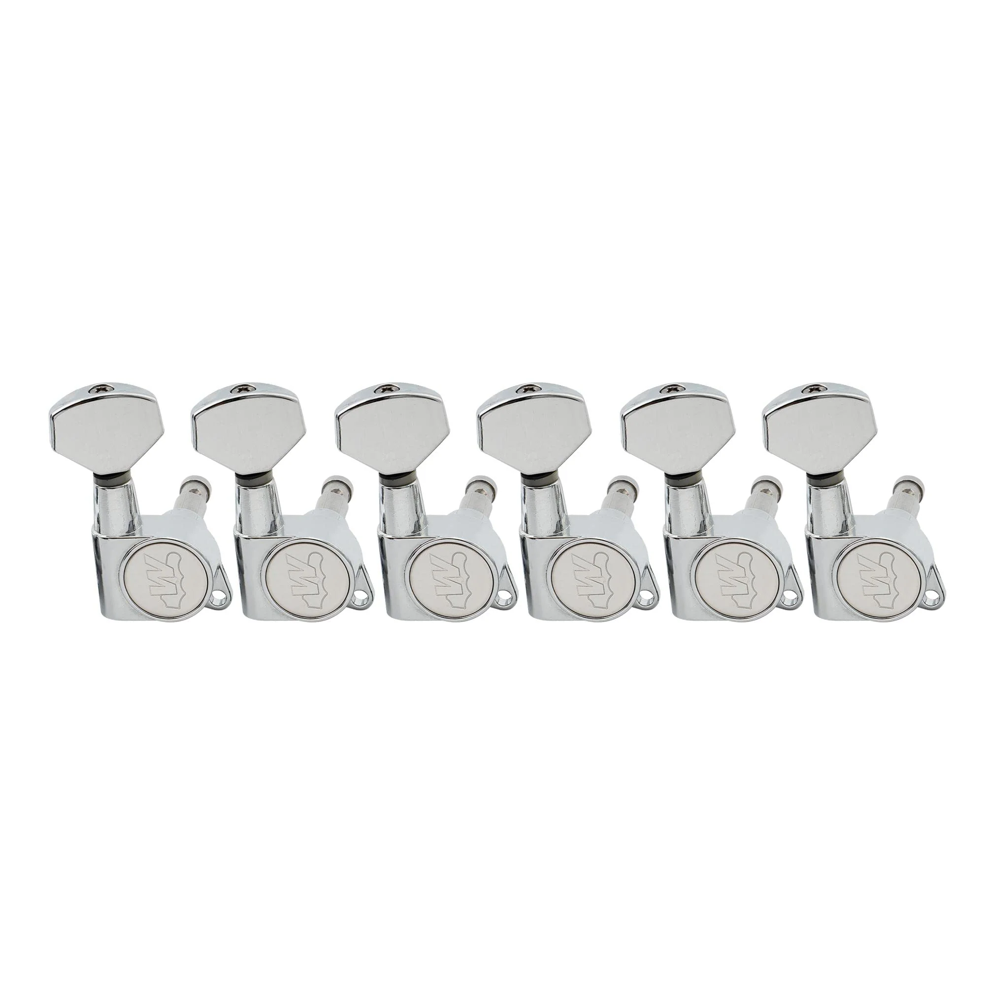 Wilkinson WJN07 6 inline EZ-LOK Guitar Tuners Machine Heads 19:1 Ratio Tuning Pegs Keys for Fender Strat Stratocaster Tele Telecaster Electric Guitar, Chrome