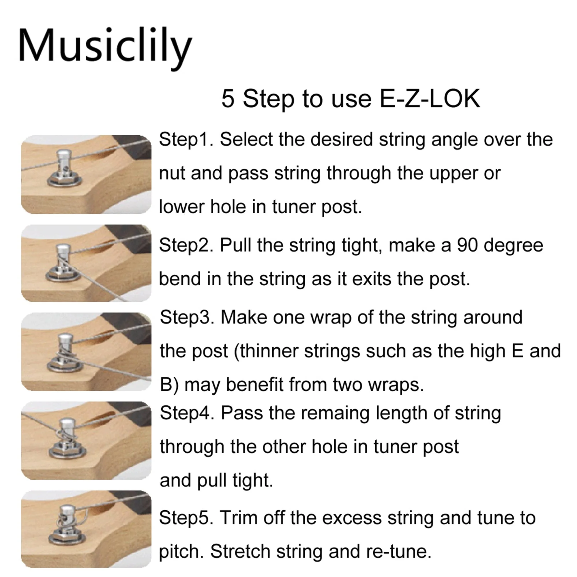 Wilkinson WJN07 6 inline EZ-LOK Guitar Tuners Machine Heads 19:1 Ratio Tuning Pegs Keys for Fender Strat Stratocaster Tele Telecaster Electric Guitar, Chrome - Image 7