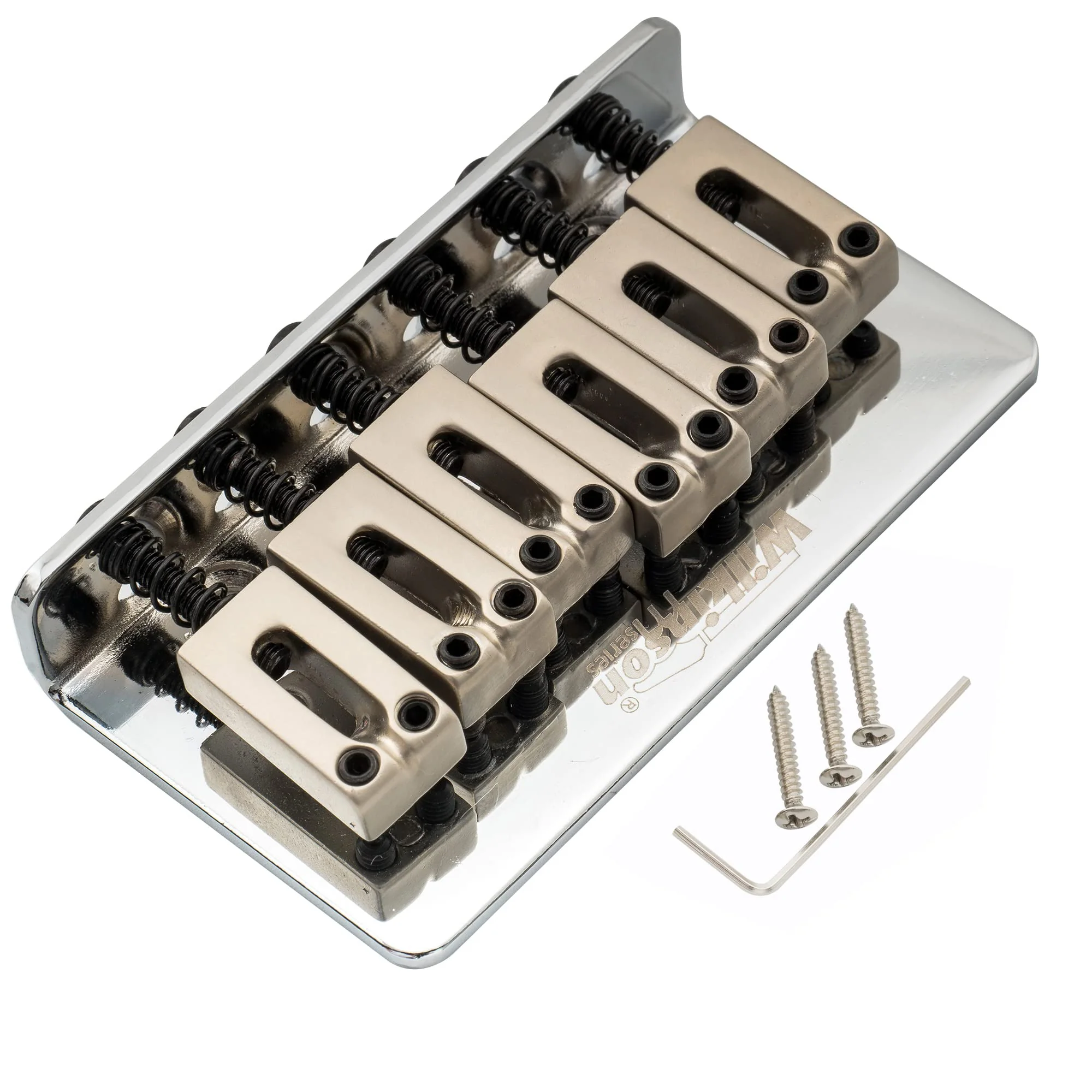 Wilkinson WOF01 52.5mm (2-1/16 inch) Hardtail Fixed Bridge for Squier/Mexico Fender Strat Electric Guitar, Chrome