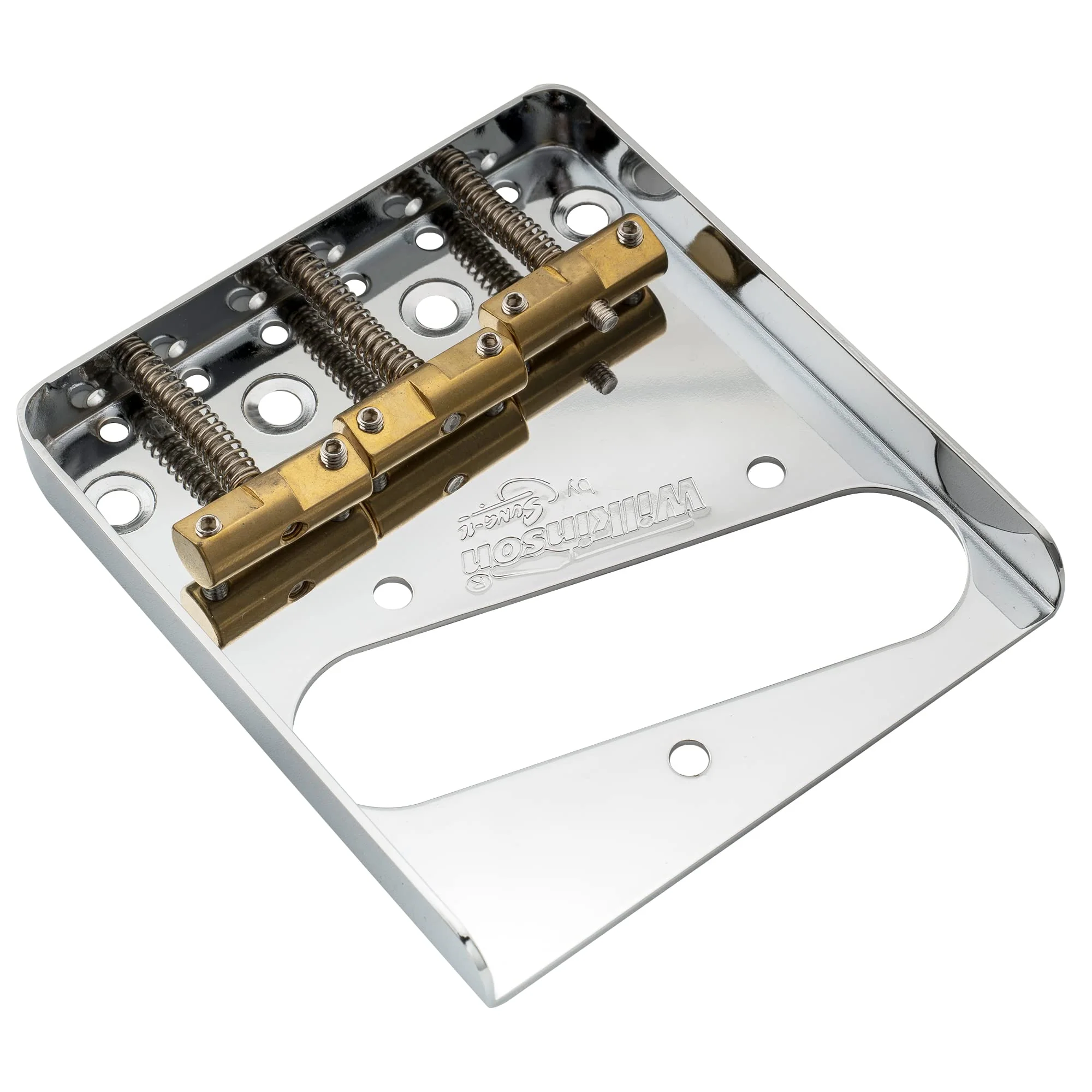 Wilkinson WTB Brass Compensated 3-Saddle Guitar Telecaster Bridge Assembly for Fender Tele Style Electric Guitar Replacement Parts, Chrome - Image 5
