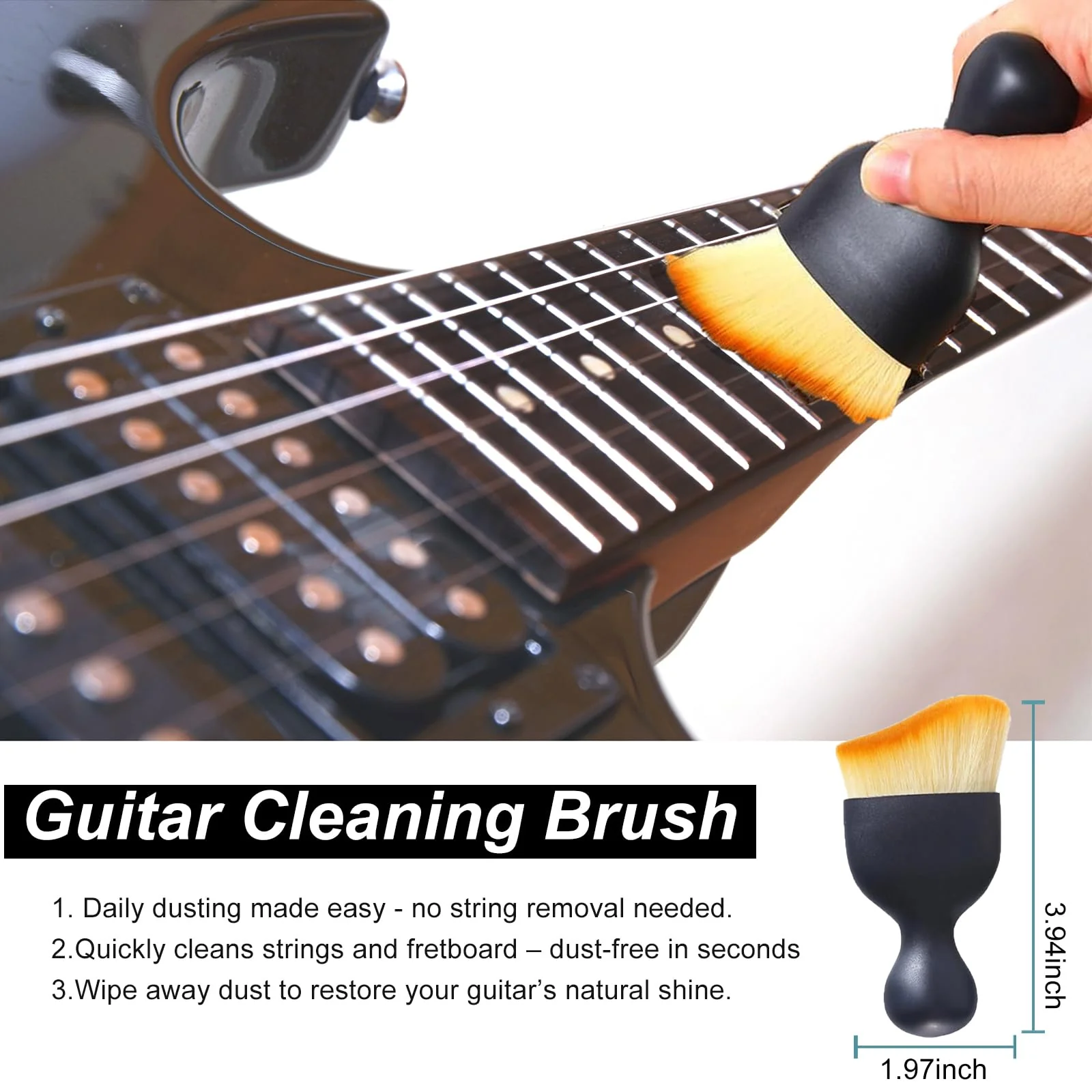 WINGO Guitar Cleaning and Care Kit, Polish and Cleaner, Fretboard Lemon oil, Guitar String-cleaner and Tool Brush, Cleaning Cloth & Brush for Guitar Cleaning and Maintenance. - Image 5