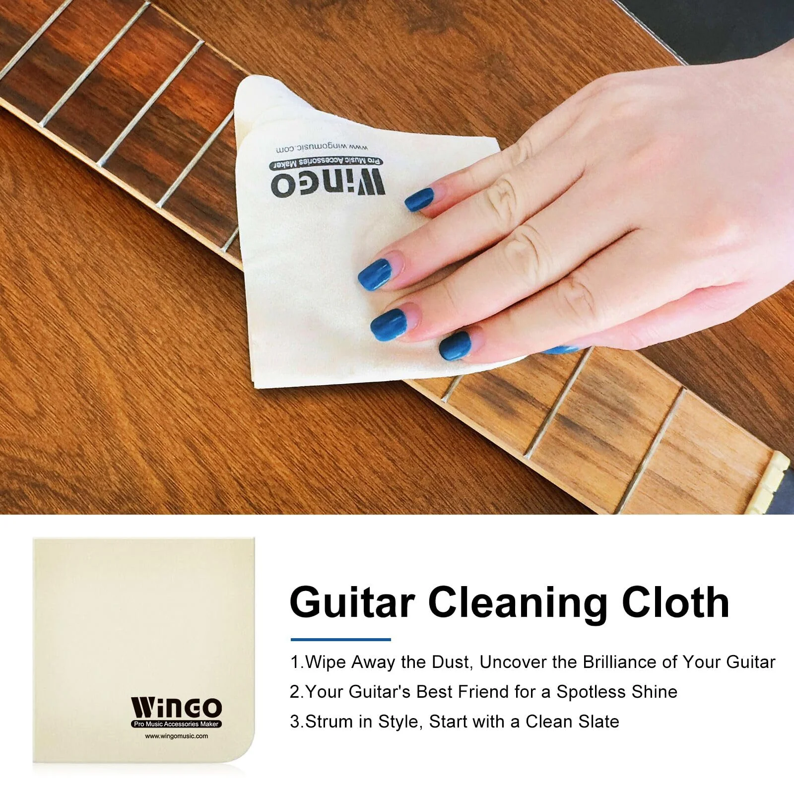 WINGO Guitar Cleaning and Care Kit, Polish and Cleaner, fretboard Lemon oil, Guitar String-cleaner, Cleaning cloth for guitar cleaning and maintenance - Image 5