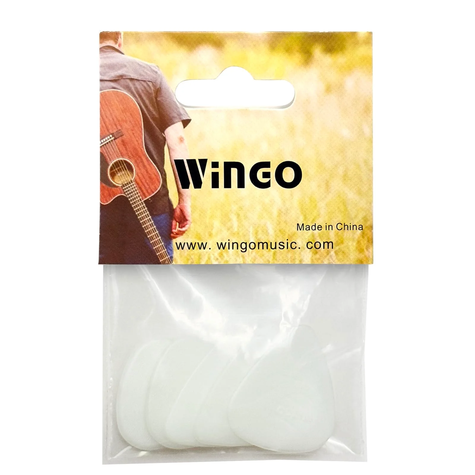 WINGO Guitar Picks with Grip Stamped, Non Slip Picks 5 Pack (073, 088, 1.0, 1.25, 1.5mm) for Acoustic Electric Guitar Bass- White Color. - Image 6