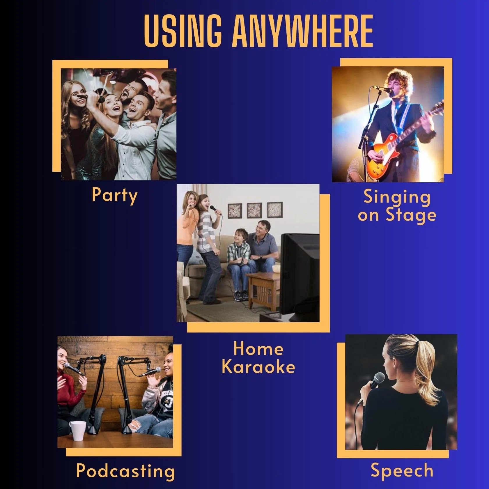 Wired Microphone Karaoke for Singing, Sparkly Gold Vocal Dynamic Mic with Cable - Image 5