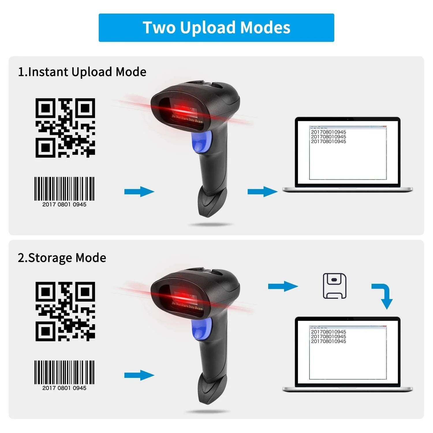 Wireless 1D 2D Barcode Scanner with Stand, NetumScan Portable Automatic QR Code Scanner Supports Screen Scan Handheld CMOS Image Bar Code Reader with USB Receiver for Warehouse POS and Computer 1D & 2D Barcode Scanner - Image 5