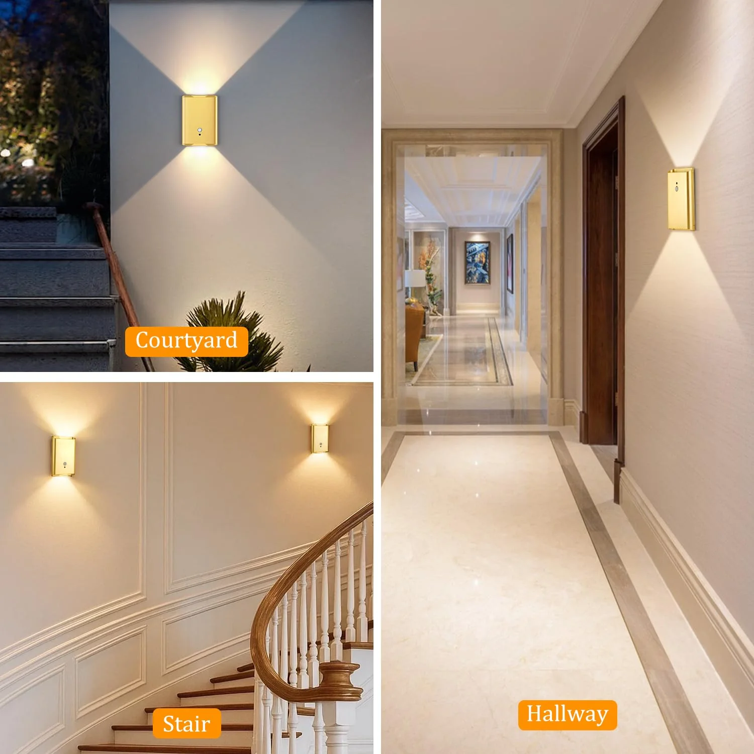 Wireless Adhesive Motion Sensor Wall Light with Remote, 6000mAh Battery Operated 300LM 3CCT Dimmable & Timer - Cordless Wall Sconce for Stair Hallway Bedroom Closet Gold for Renters Elderly Pet Owners 2-Pack Gold Motion Sensor Wall Sconces - Image 7