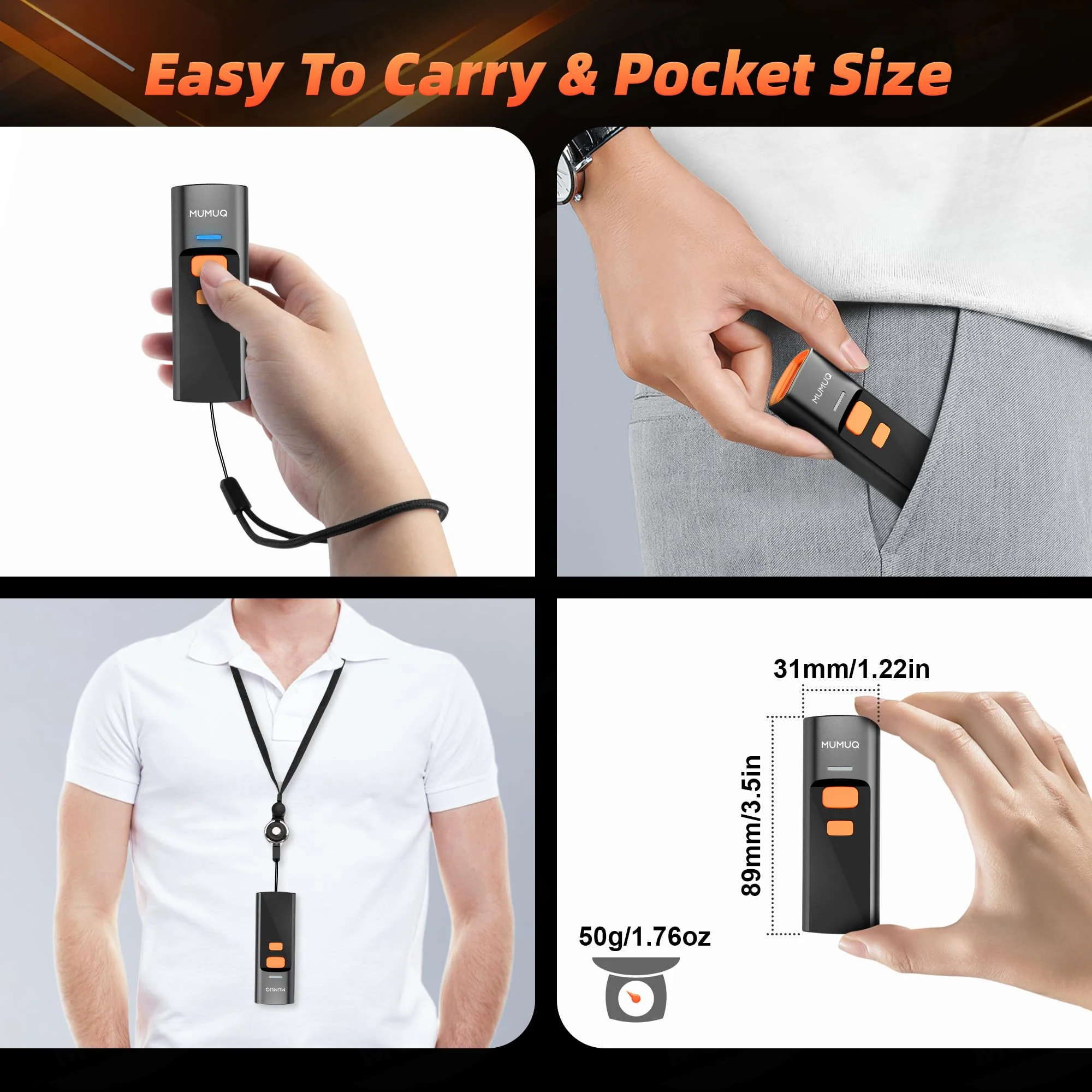 Wireless Barcode Scanner Mini Bluetooth 1D 2D QR Bar Code Scanner 3-in-1 Bluetooth & 2.4G & USB Wire Barcode Reader Compatible with Windows Android iOS Tablet PC (with Charging Dock) - Image 3