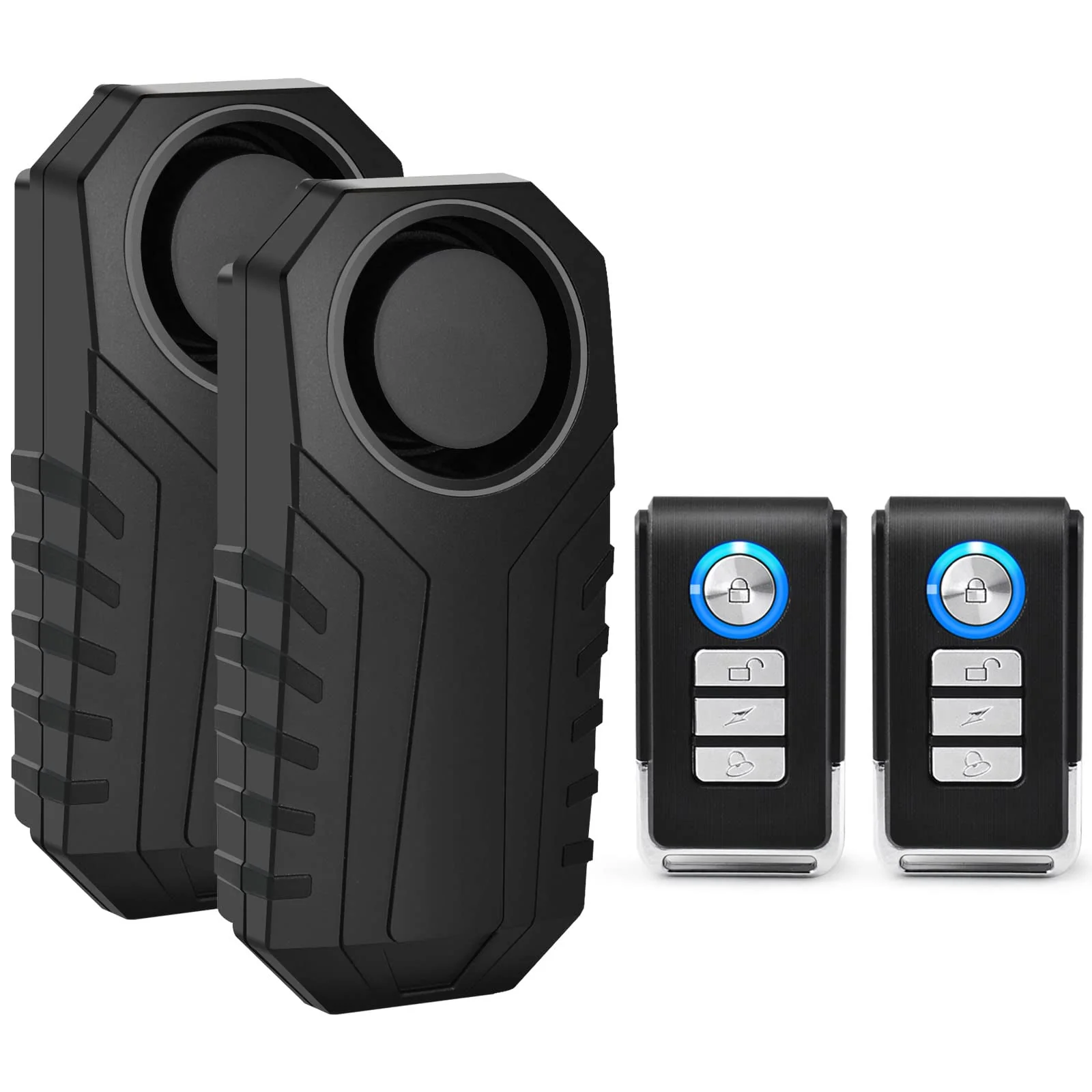 Wireless Bike Alarm with Remote, Anti-Theft Bicycle Motorcycle Alarm Wireless Security Vibration Motion Sensor Alarm, IP65 Waterproof Super Loud 113dB Alarm (2 Set) 2PK Bike Alarm