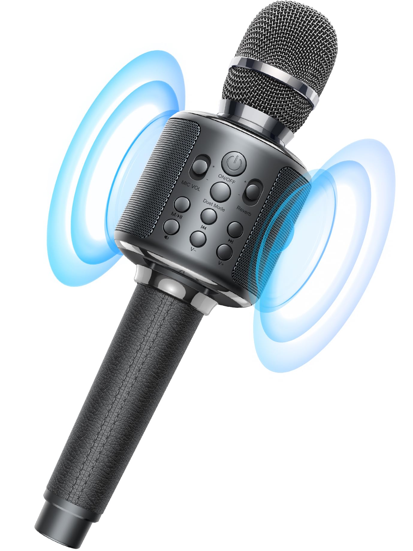 Wireless Bluetooth Karaoke Microphone, Built-in Loud Speaker for 10H Playback, Add Reverb/Duet Mode/Earbuds Monitoring, Portable Karaoke Machine for Entertainment & Singing Practice (Gray) Gray
