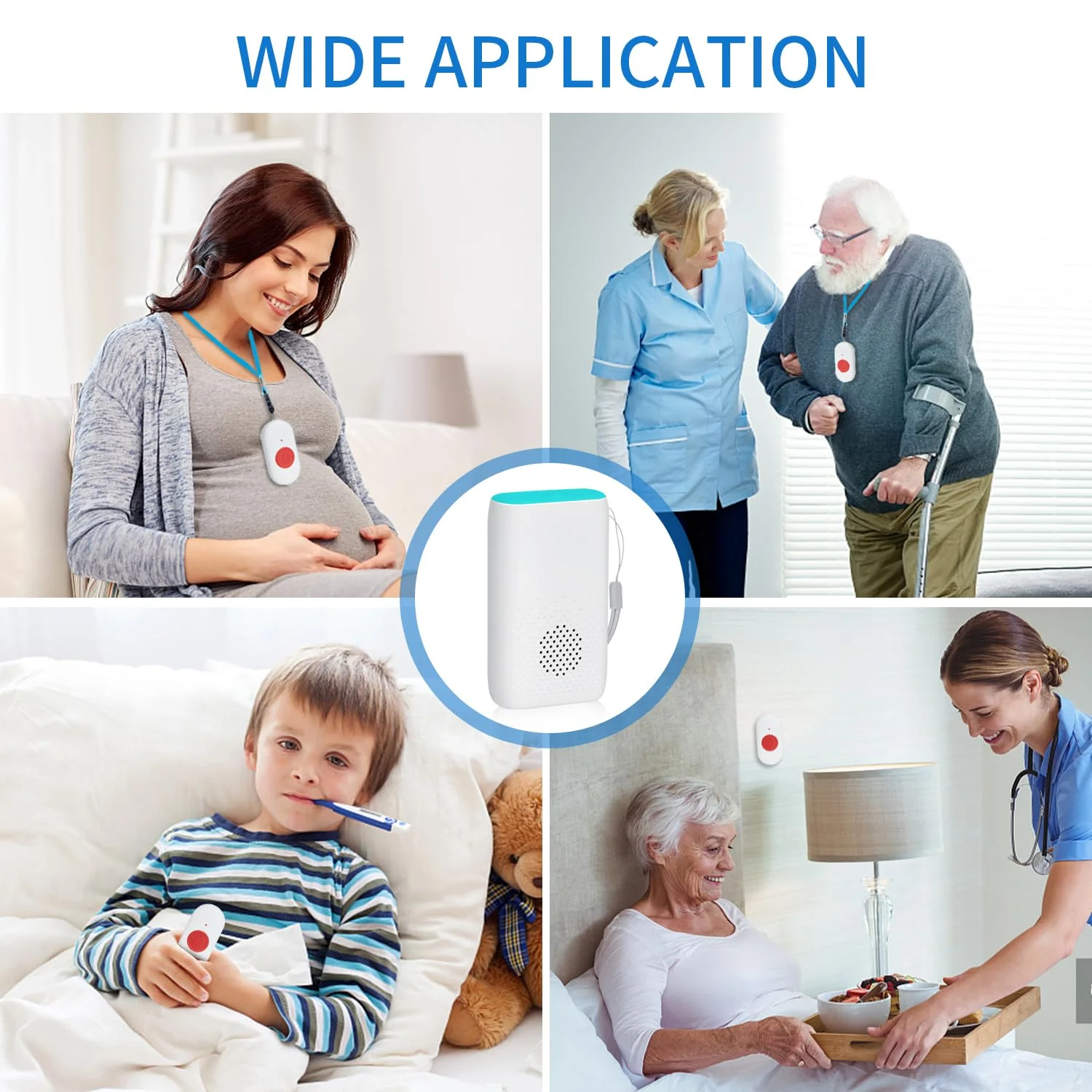 Wireless Caregiver Pager Nurse Alert System SOS Call Button Vibration Pager Nurse Calling Alert System with 58 Melodies 4 Adjust Volume Levels for Patients Seniors Elderly Monitoring at Home 2 Receiver 2 Call Button - Image 6