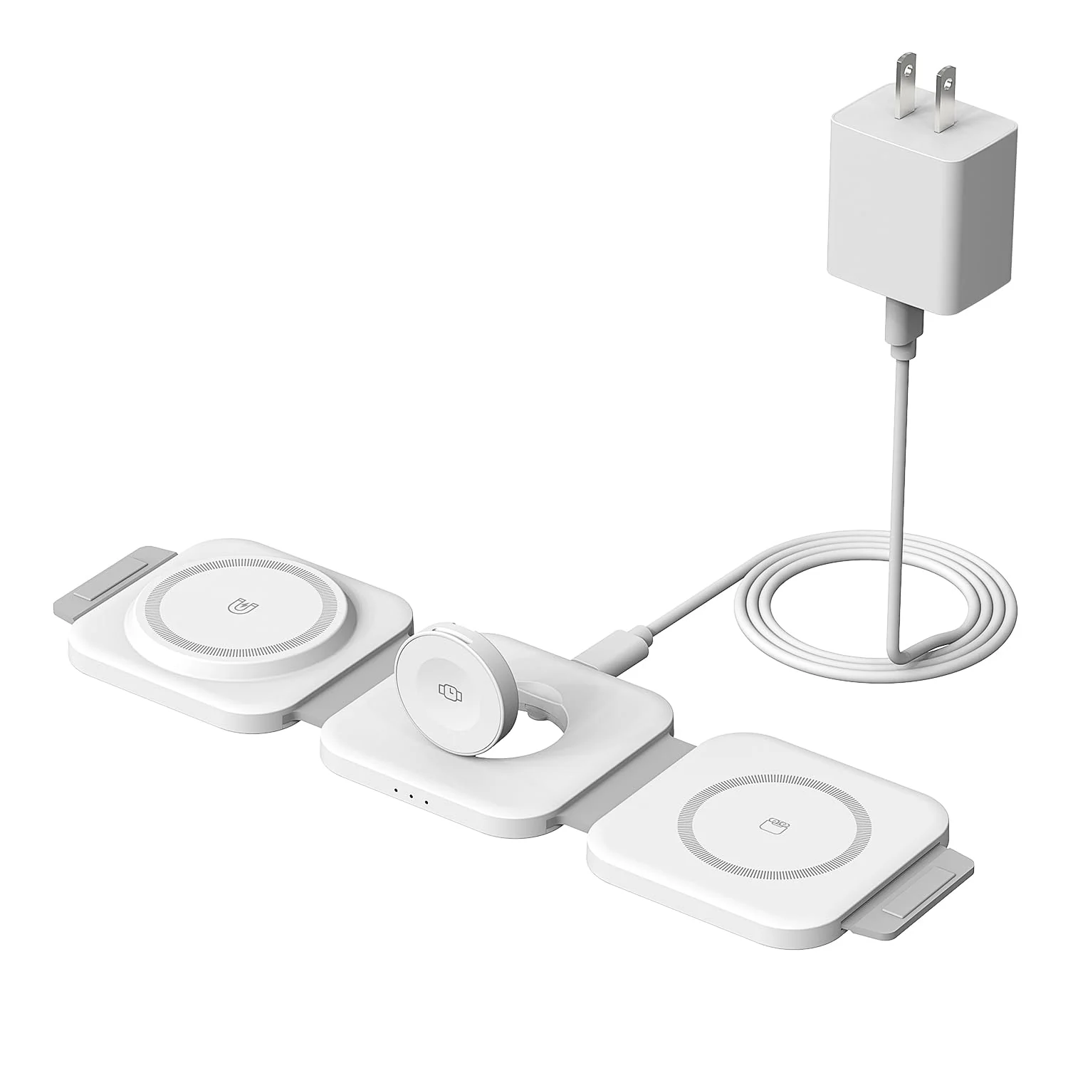 Wireless Charging Station for Apple Multiple Devices - 3 in 1 Foldable Magnetic Wireless Charger - Travel Charging Pad for iPhone 16 15 14 13 12 Pro Max Plus Watch & AirPods (White) White