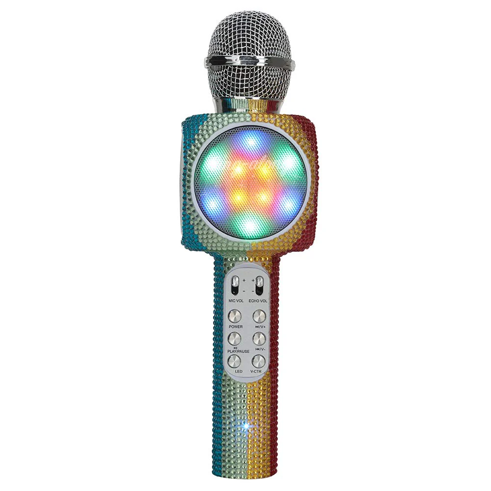 Wireless Express - Sing-Along Bling Bluetooth Karaoke Microphone and Bluetooth Stereo Speaker All-in-One (Rainbow Bling) Rainbow Bling