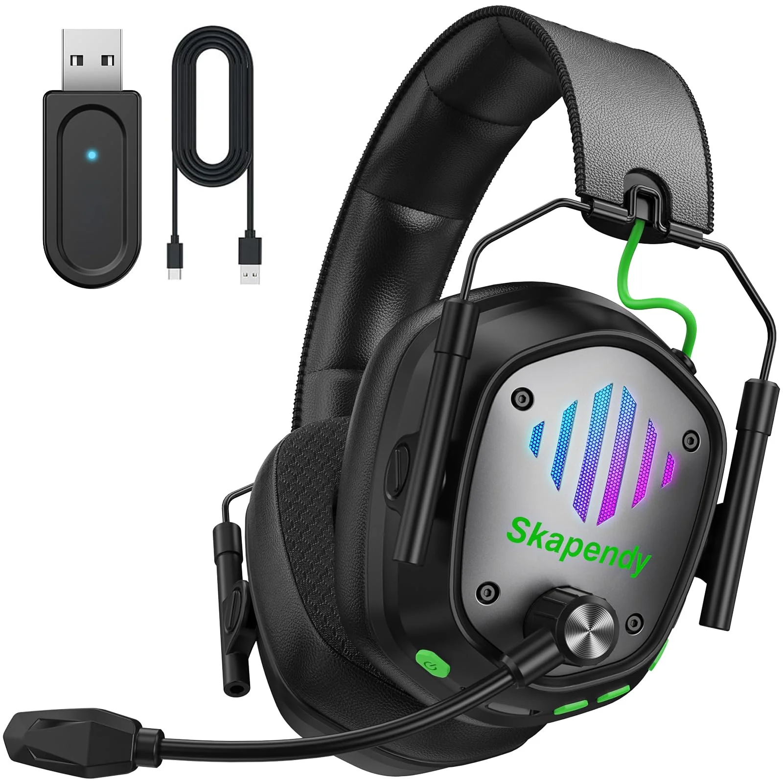 Wireless Gaming Headset for PS5, PS4, PC, Switch – 2.4GHz & Bluetooth Headphones with Mic, 20ms Low Latency, 3D Stereo Sound, ENC Noise Canceling, RGB Lighting, 50H Battery Life Graphite Black