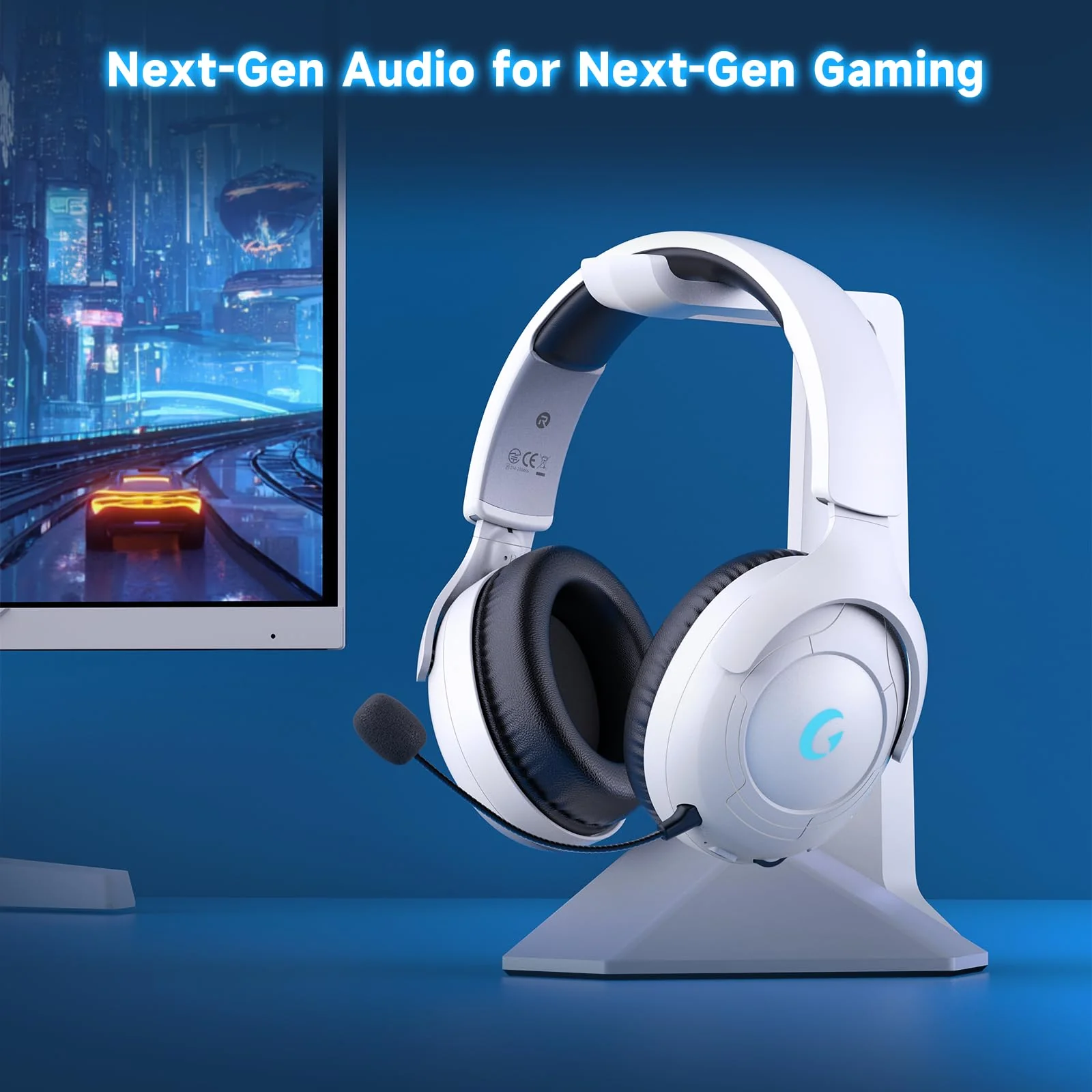 Wireless Gaming Headset for PS5/PS4,PC,Switch,Mac, 2.4GHz Gaming Headset with Mic, 45H Battery, Surround Sound, Noise Cancelling Over Ear Headphones Bluetooth 5.3, for Xbox Needs 3.5mm Cable - White - Image 7