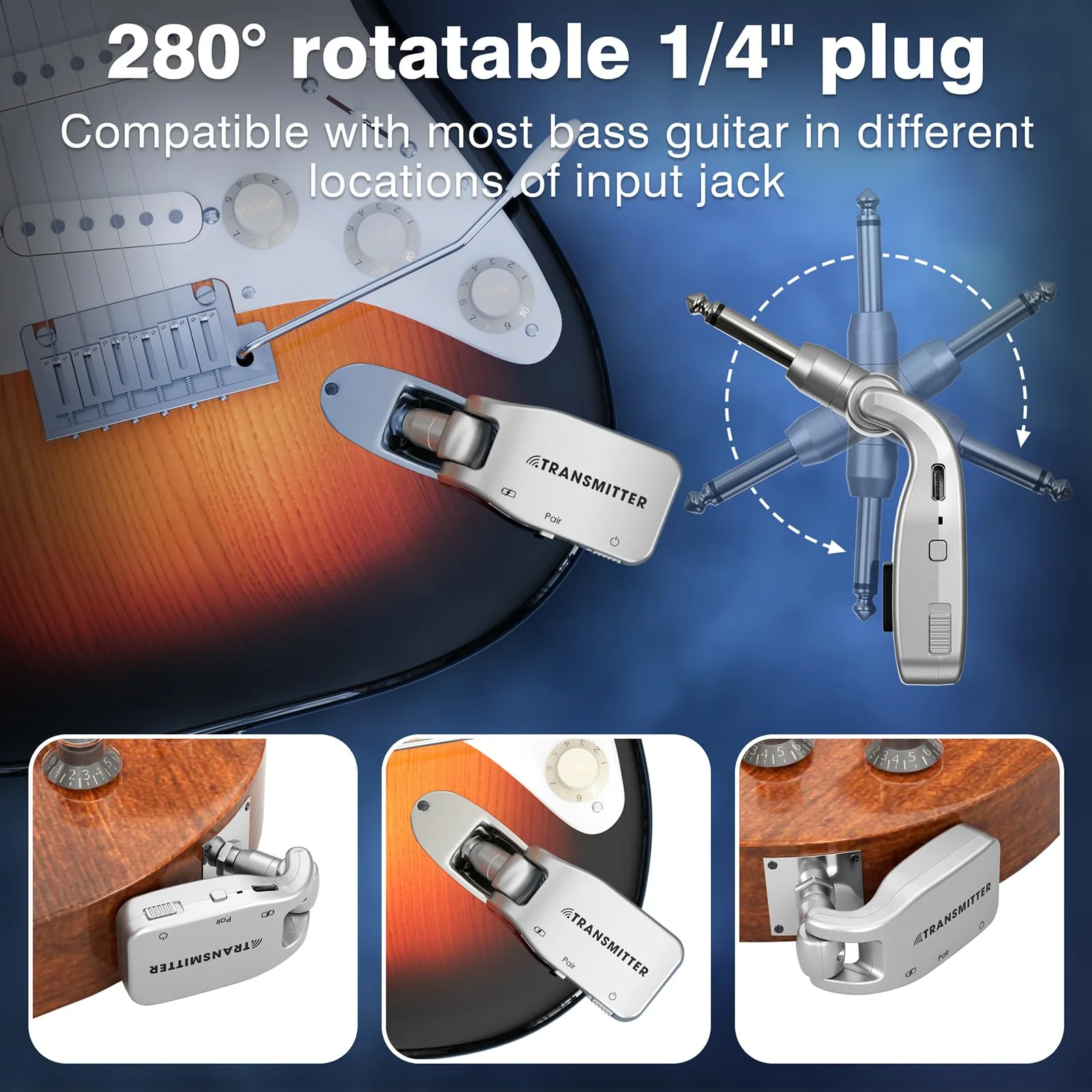 Wireless Guitar System 2.4 GHz Guitar wireless system wireless guitar transmitter receiver with USB 6 Channels Transmission Range for Electric Guitar Bass Acoustic Guitar,Band,Rehearsal,Show - Image 4